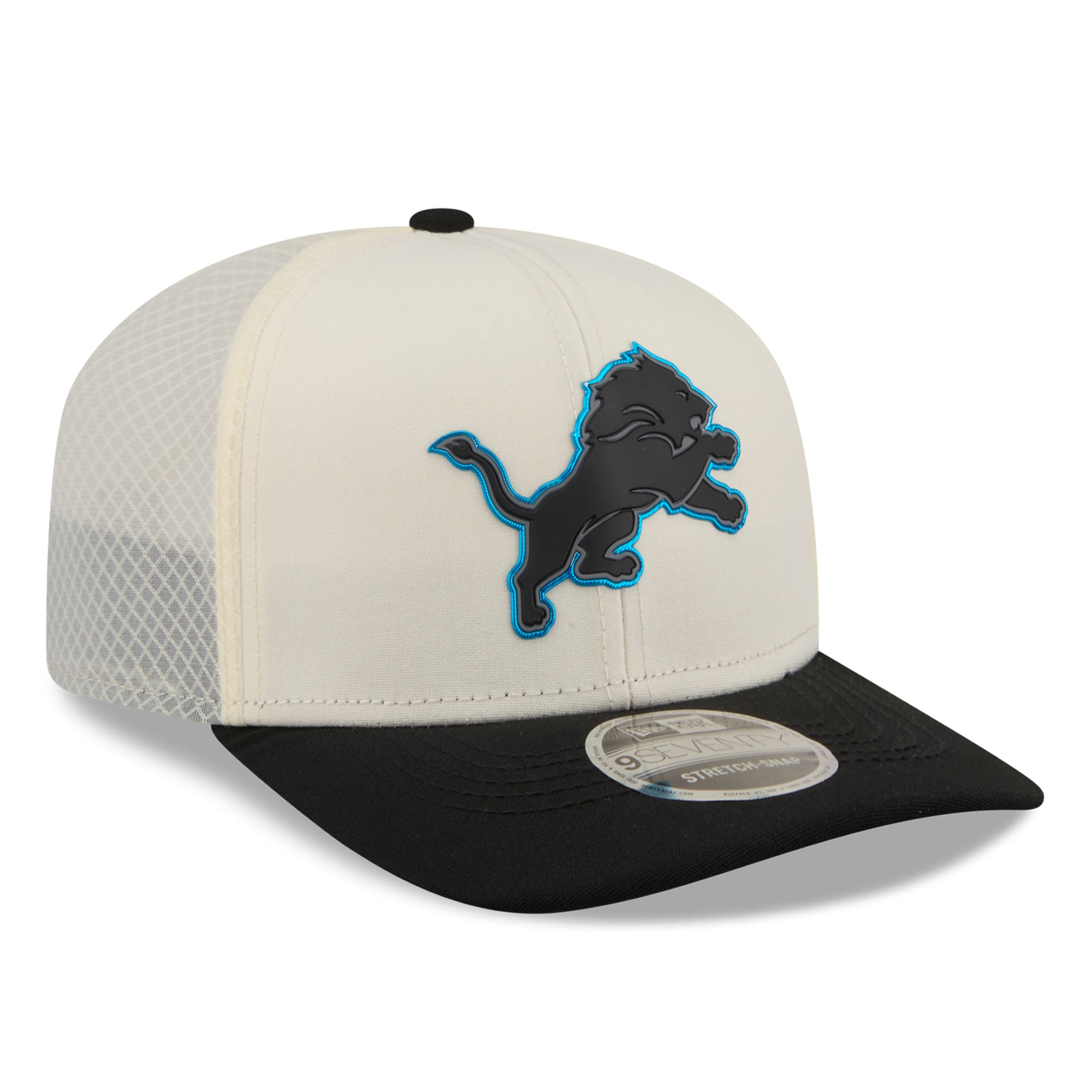 Casquette ajustable New Era 9SEVENTY crème/noir Detroit Lions pour homme
