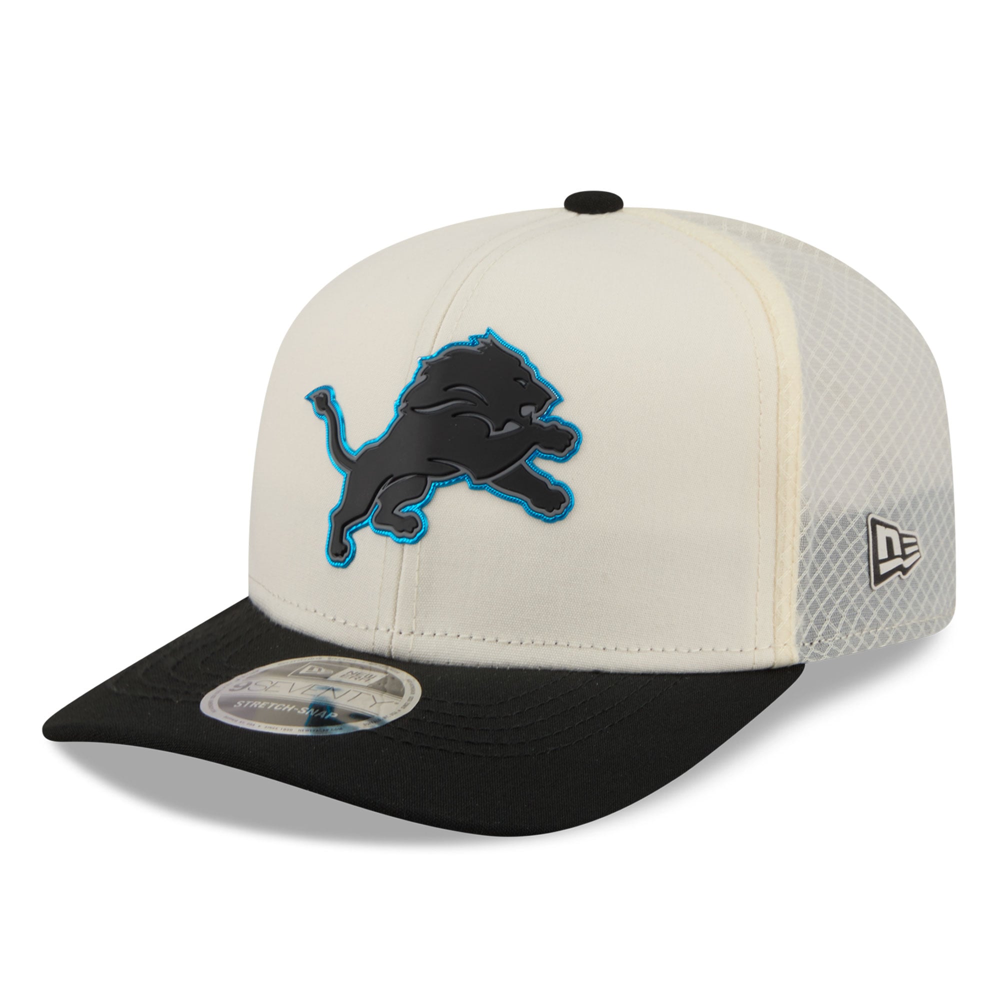Casquette ajustable New Era 9SEVENTY crème/noir Detroit Lions pour homme