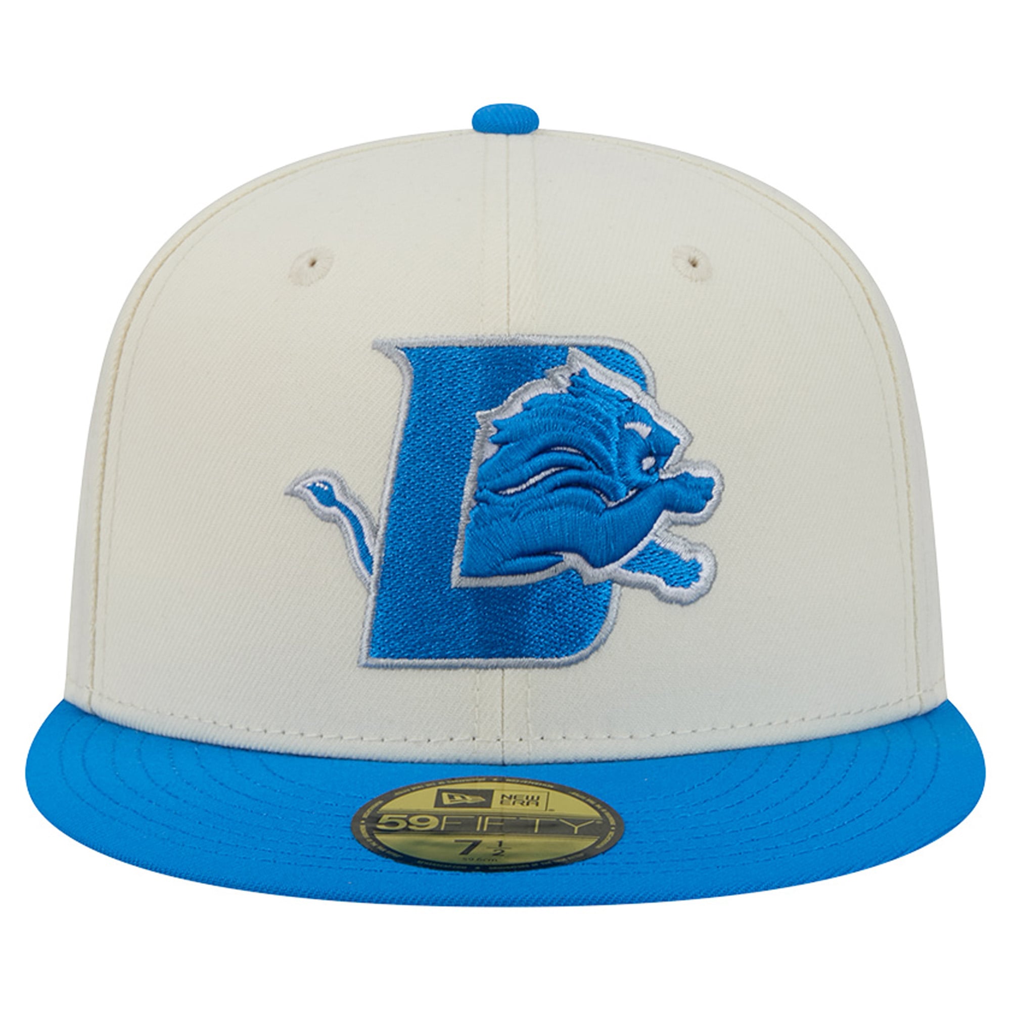 Men's New Era Cream/Blue Detroit Lions Deceptor 59FIFTY Fitted Hat