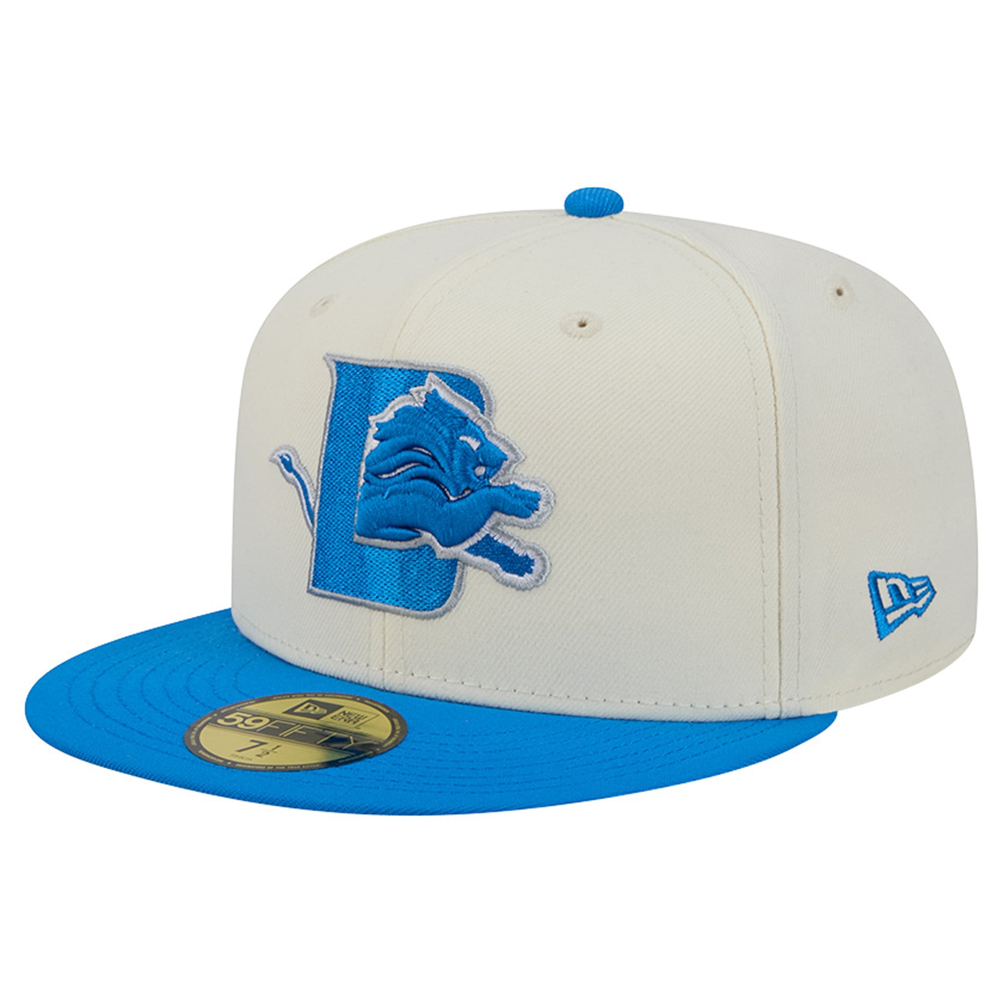 Men's New Era Cream/Blue Detroit Lions Deceptor 59FIFTY Fitted Hat