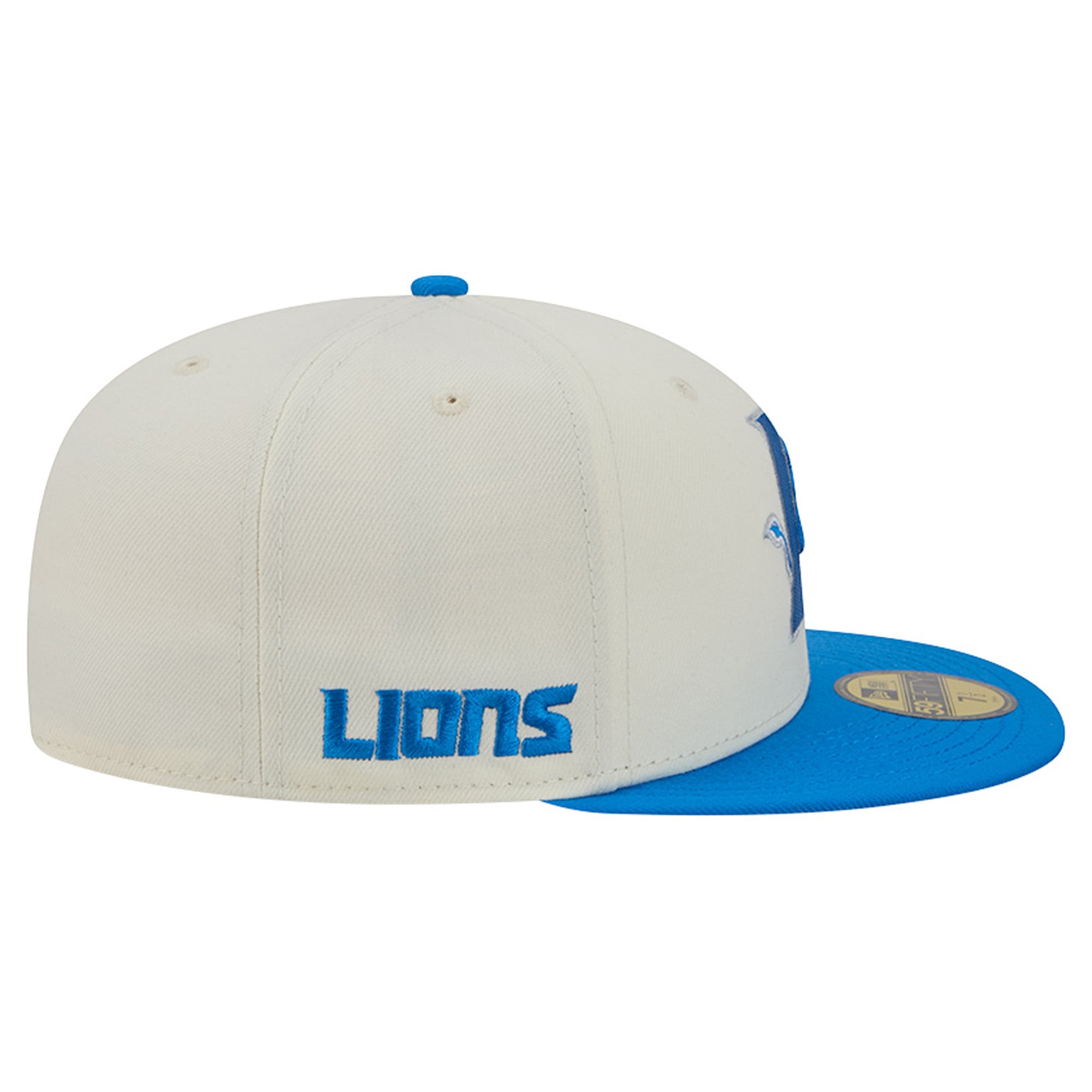 Men's New Era Cream/Blue Detroit Lions Deceptor 59FIFTY Fitted Hat