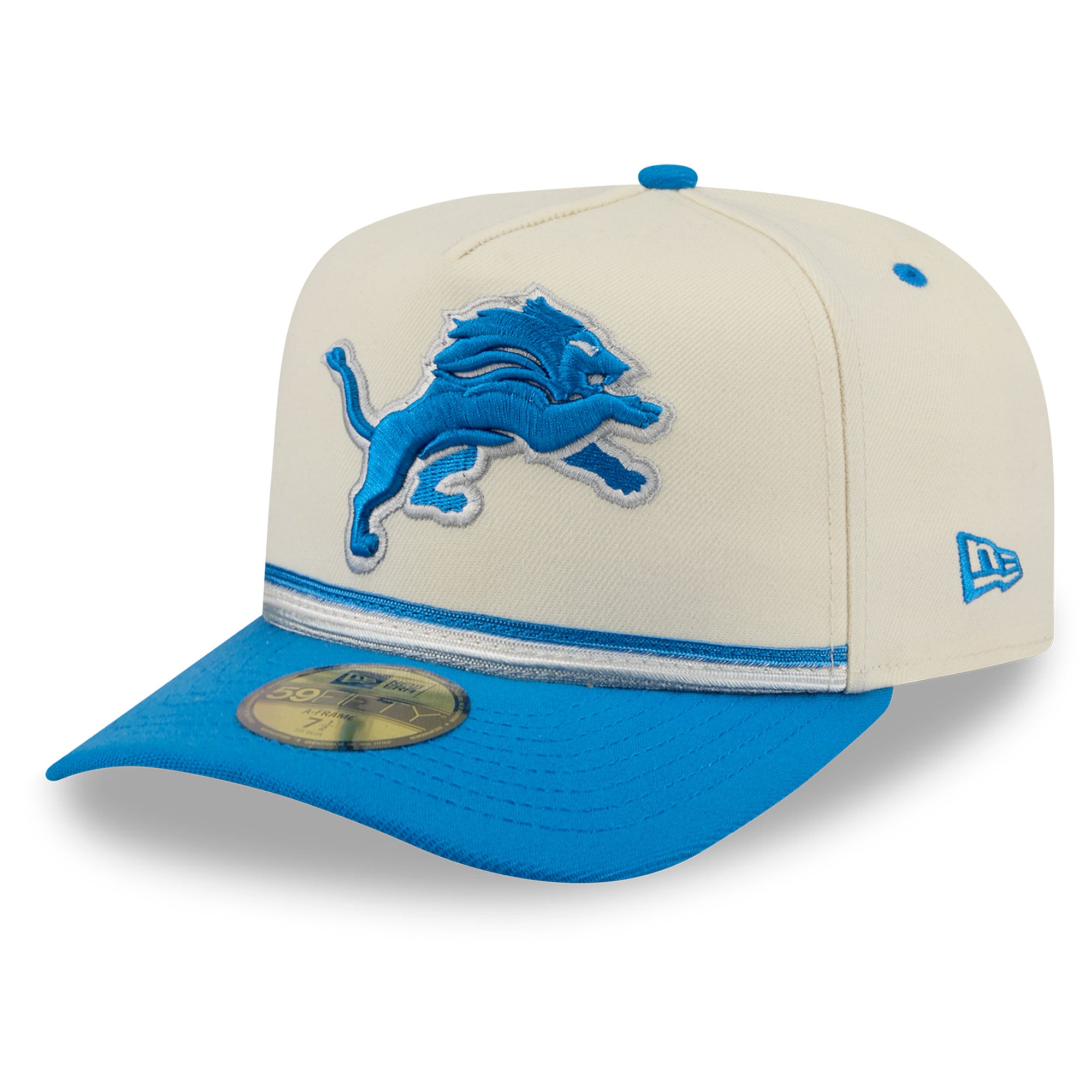 Casquette ajustée New Era 59FIFTY vintage crème/bleue Detroit Lions pour homme