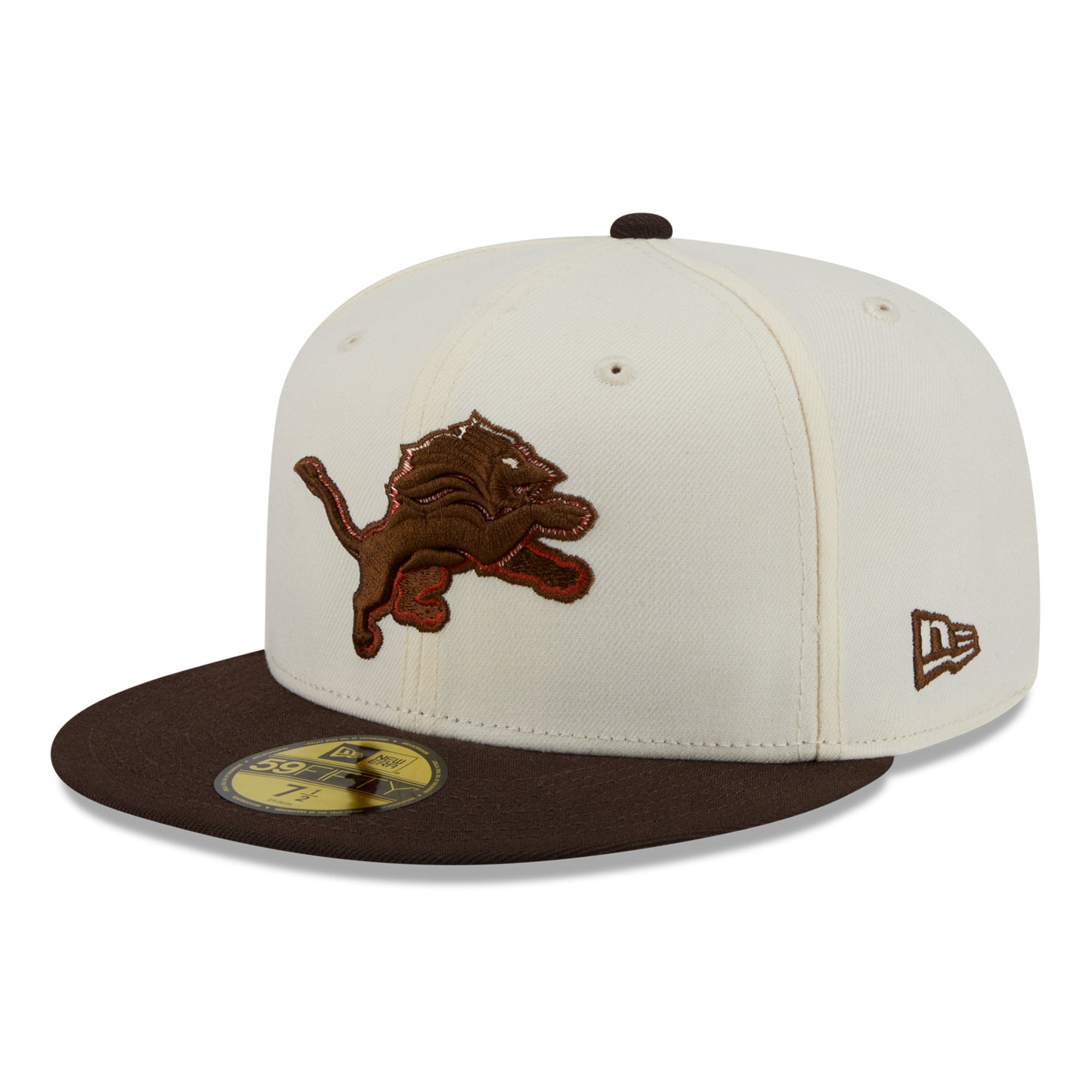 Men's New Era Cream/Brown Detroit Lions Pumpkin Spice 59FIFTY Fitted Hat