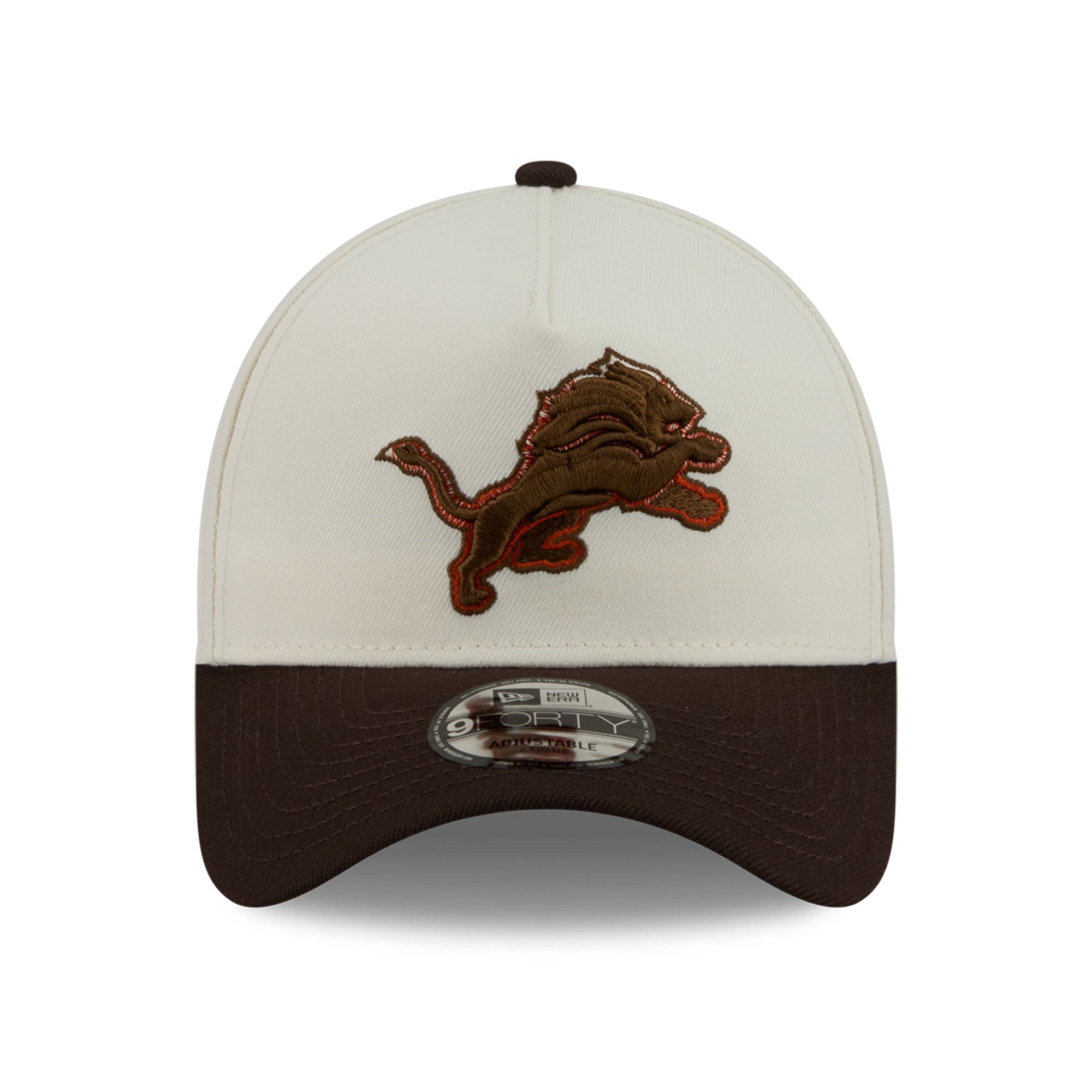 Men's New Era Cream/Brown Detroit Lions Pumpkin Spice A-Frame 9FORTY Adjustable Hat