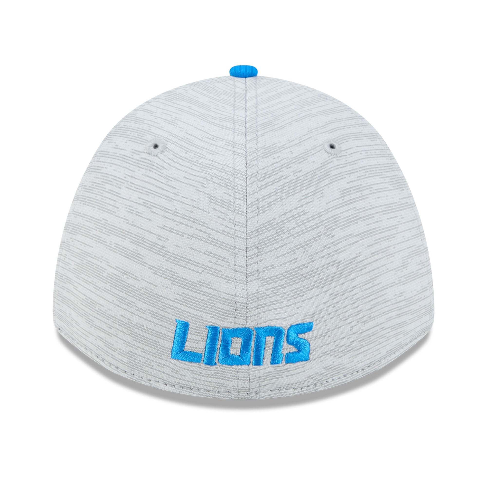 Casquette New Era Flex grise et bleue Detroit Lions Tech M-Crown A-Frame 39THIRTY pour homme