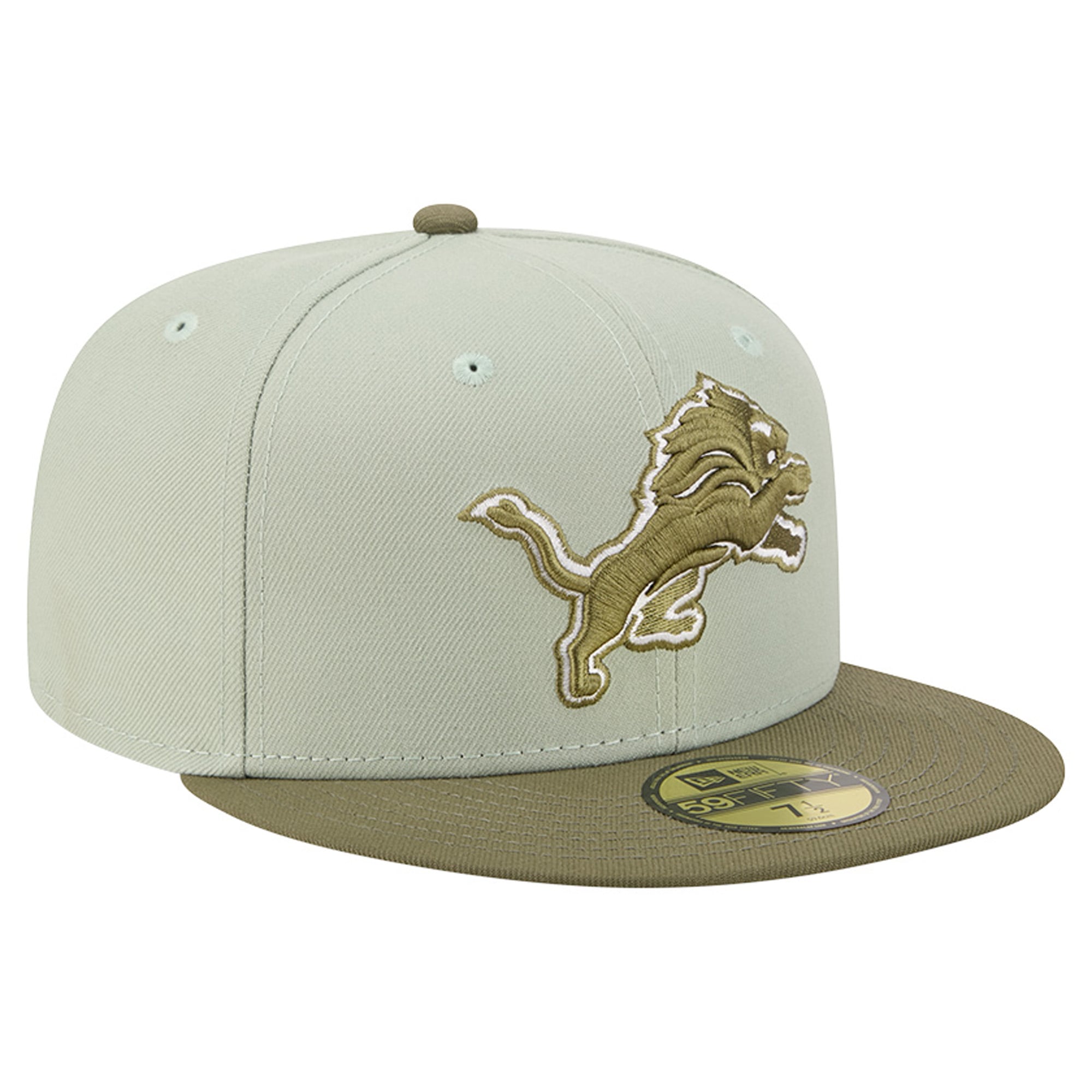 Casquette ajustée New Era pour homme, coloris vert clair/olive, Detroit Lions, modèle 59FIFTY