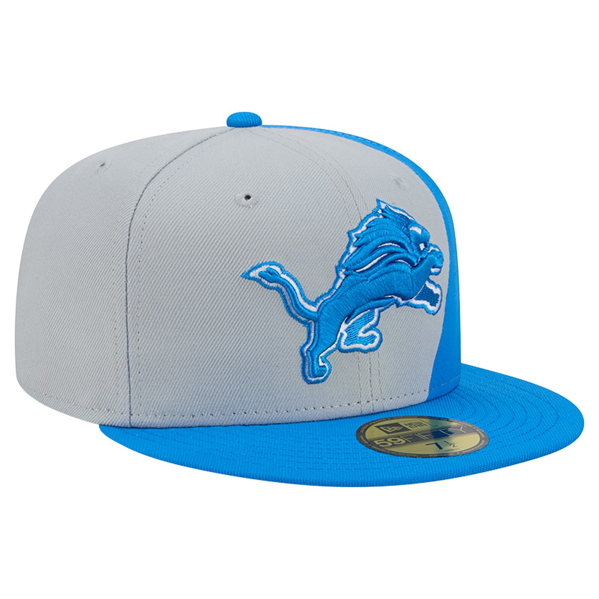 Men's New Era Silver/Blue Detroit Lions Shock 59FIFTY Fitted Hat