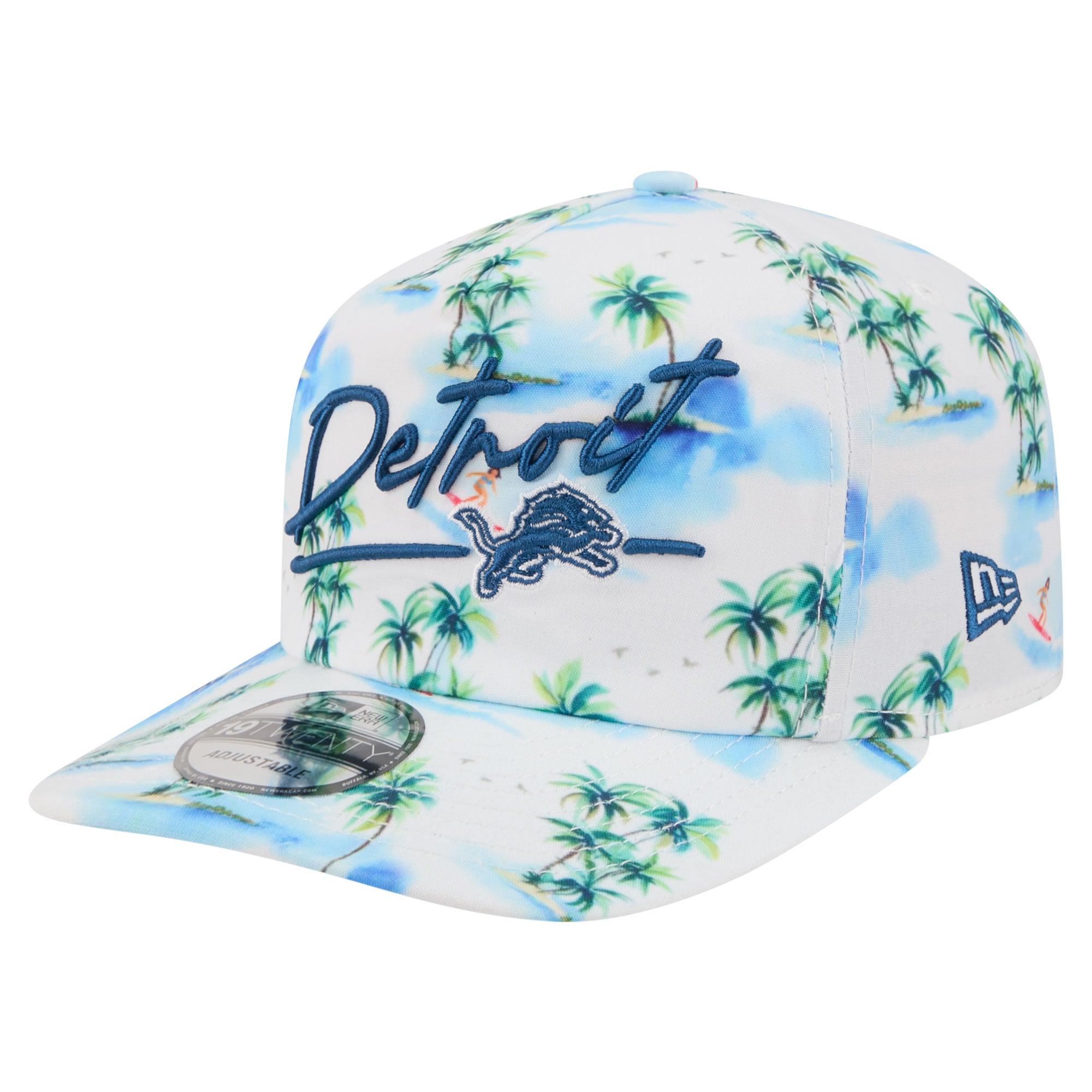 Casquette ajustable New Era blanche Detroit Lions Aloha 19TWENTY pour homme