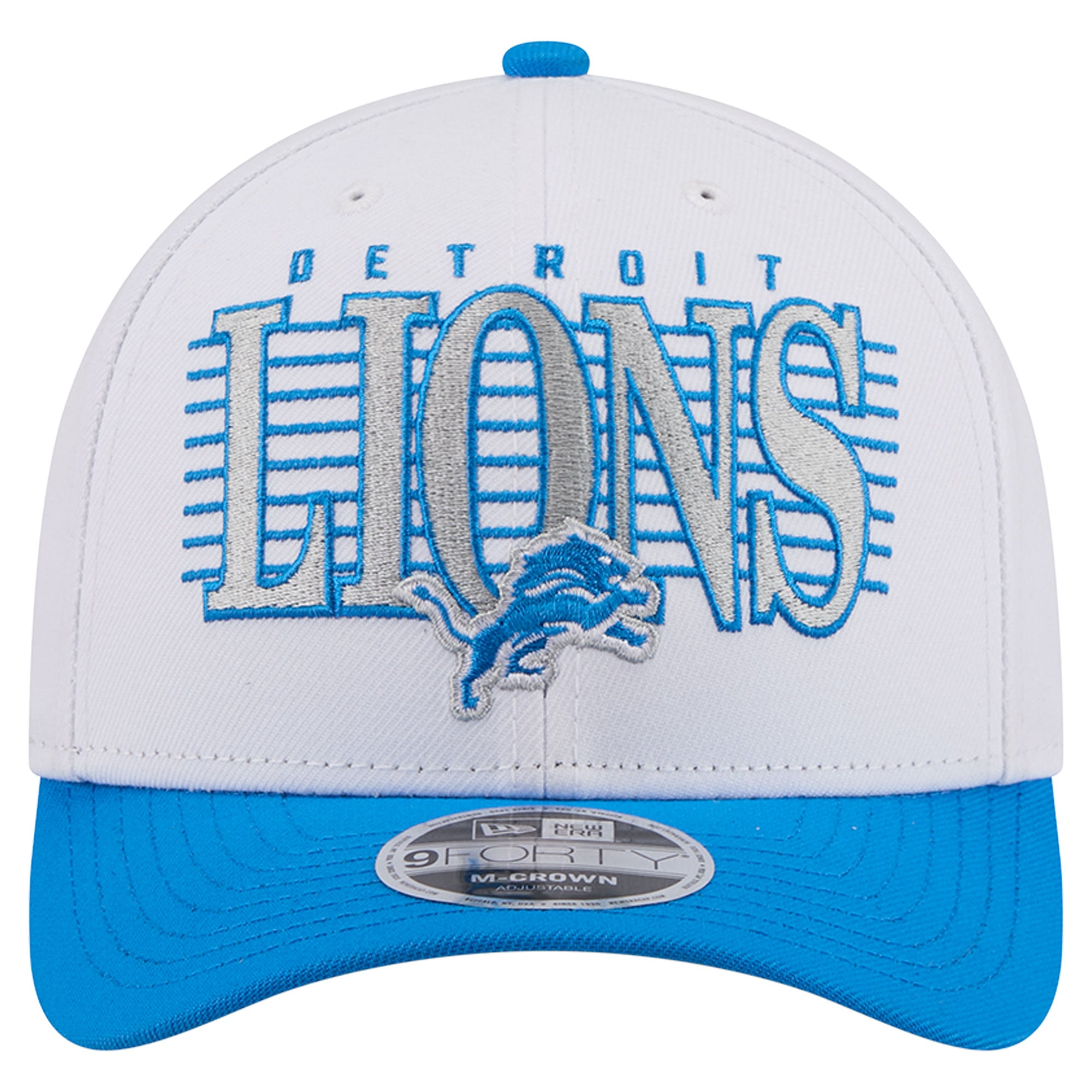 Casquette ajustable New Era blanche et bleue Detroit Lions Loyal 9FORTY M-Crown pour homme