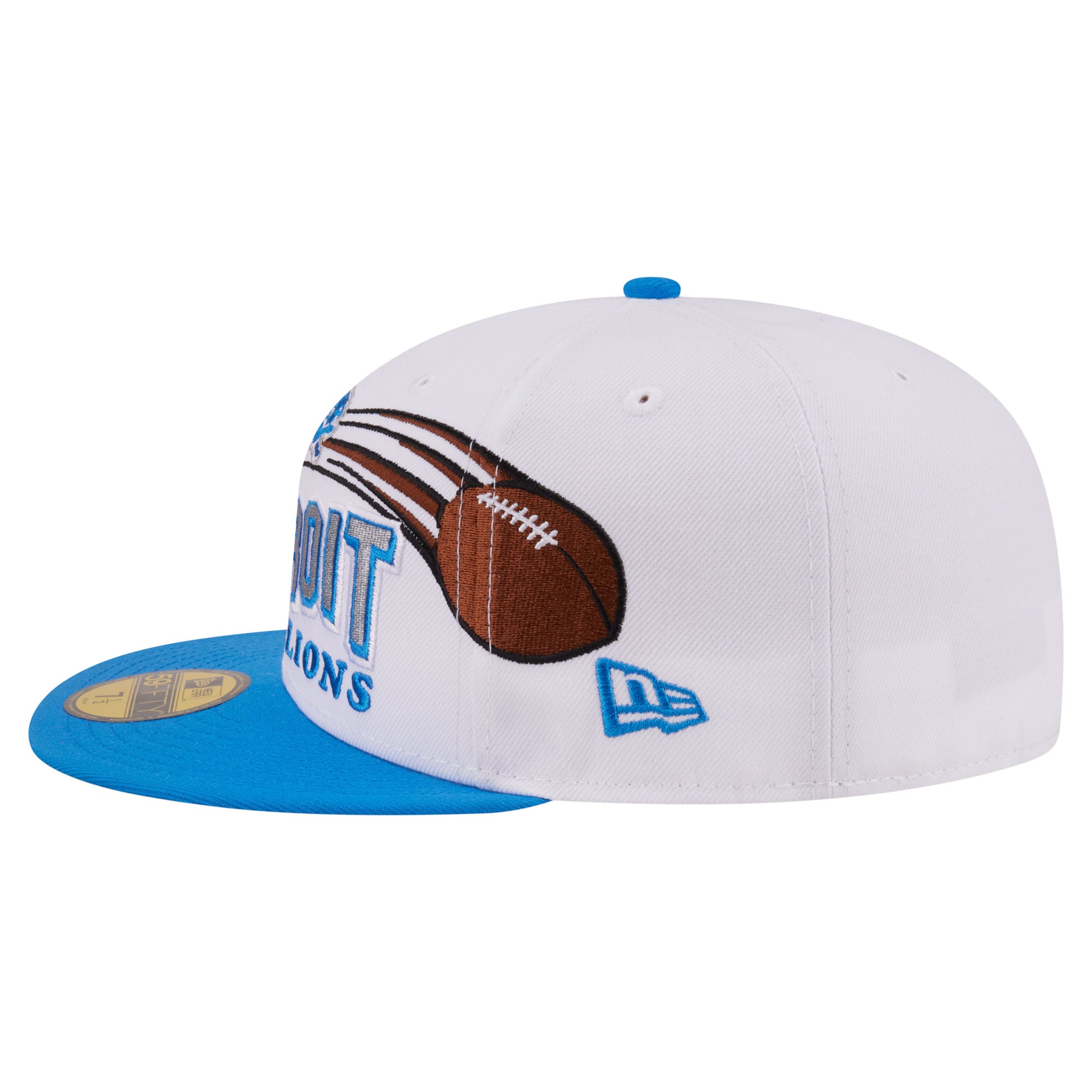 Casquette ajustée New Era 59FIFTY pour homme, blanche et bleue, Detroit Lions Retro Swoop