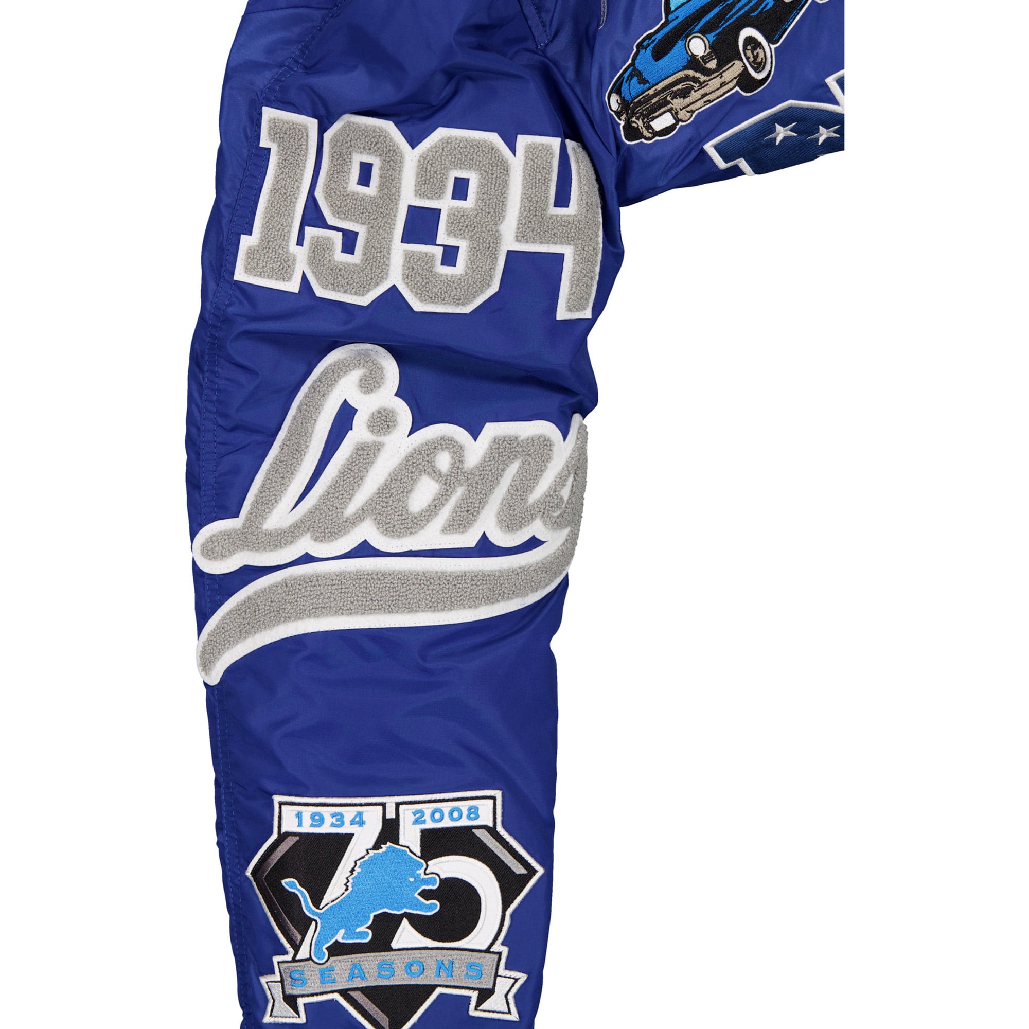 Veste bomber zippée intégrale New Era x Alpha Industries bleue Detroit Lions MA-1 pour homme