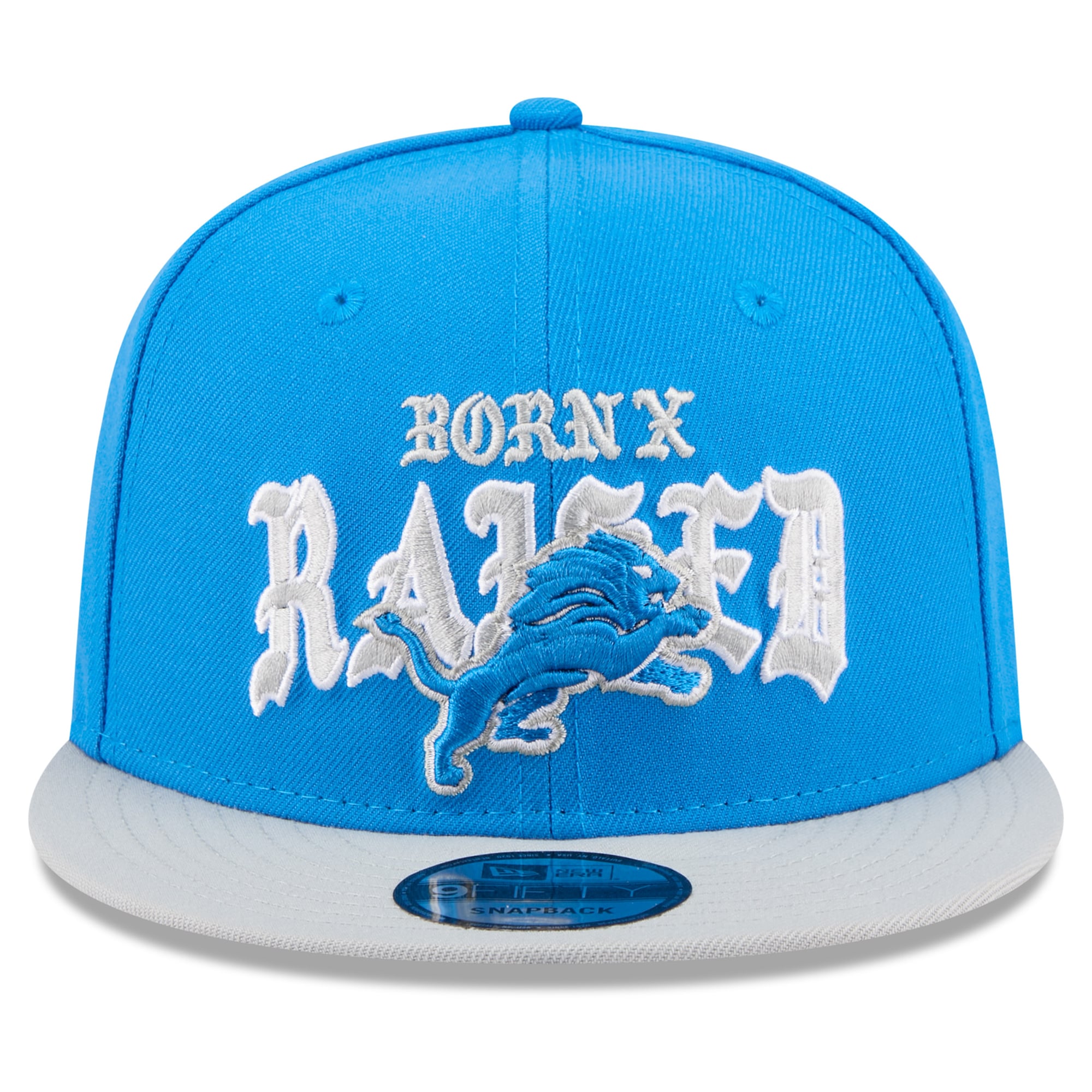 Casquette snapback New Era x Born x Raised Detroit Lions bleue/argentée pour homme