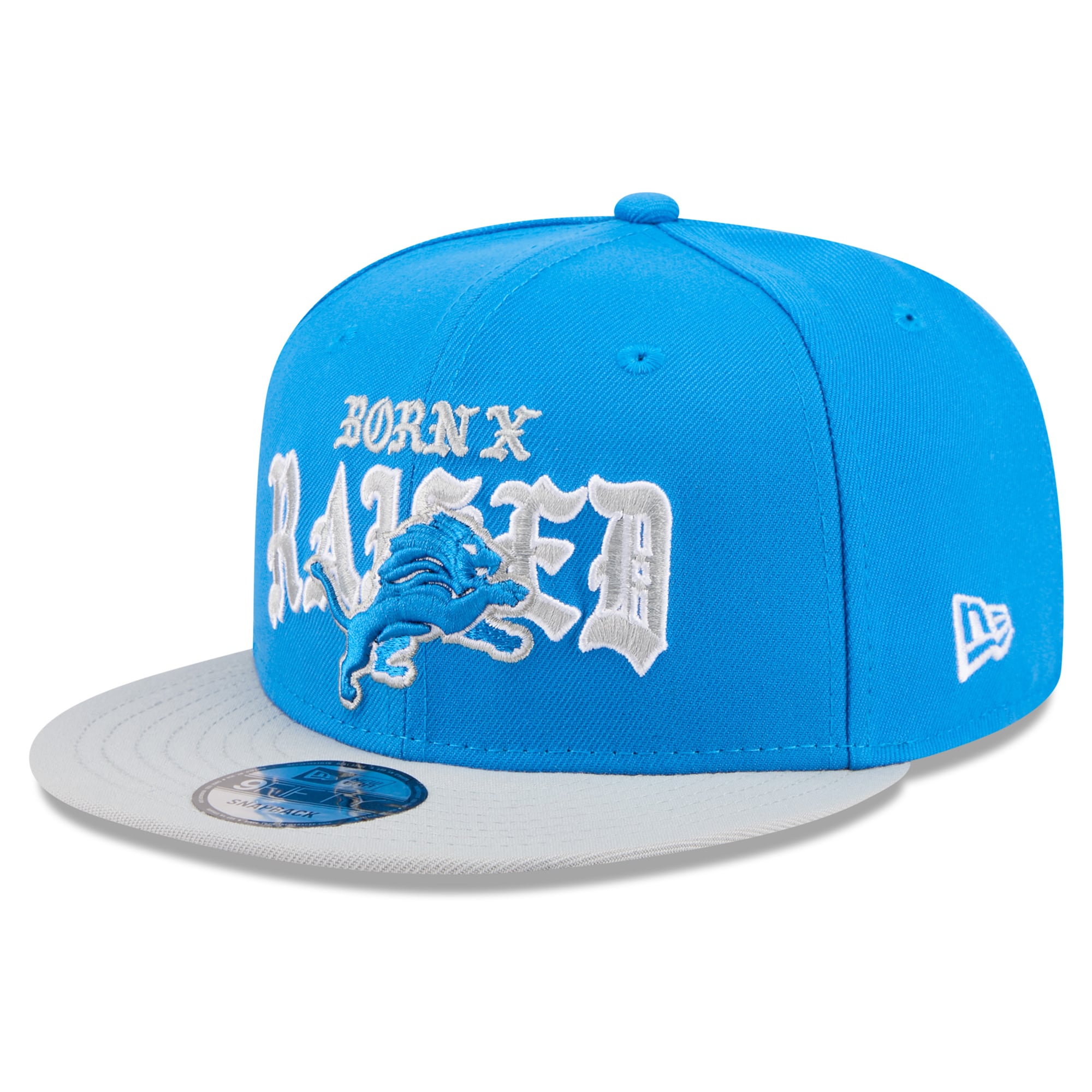 Casquette snapback New Era x Born x Raised Detroit Lions bleue/argentée pour homme