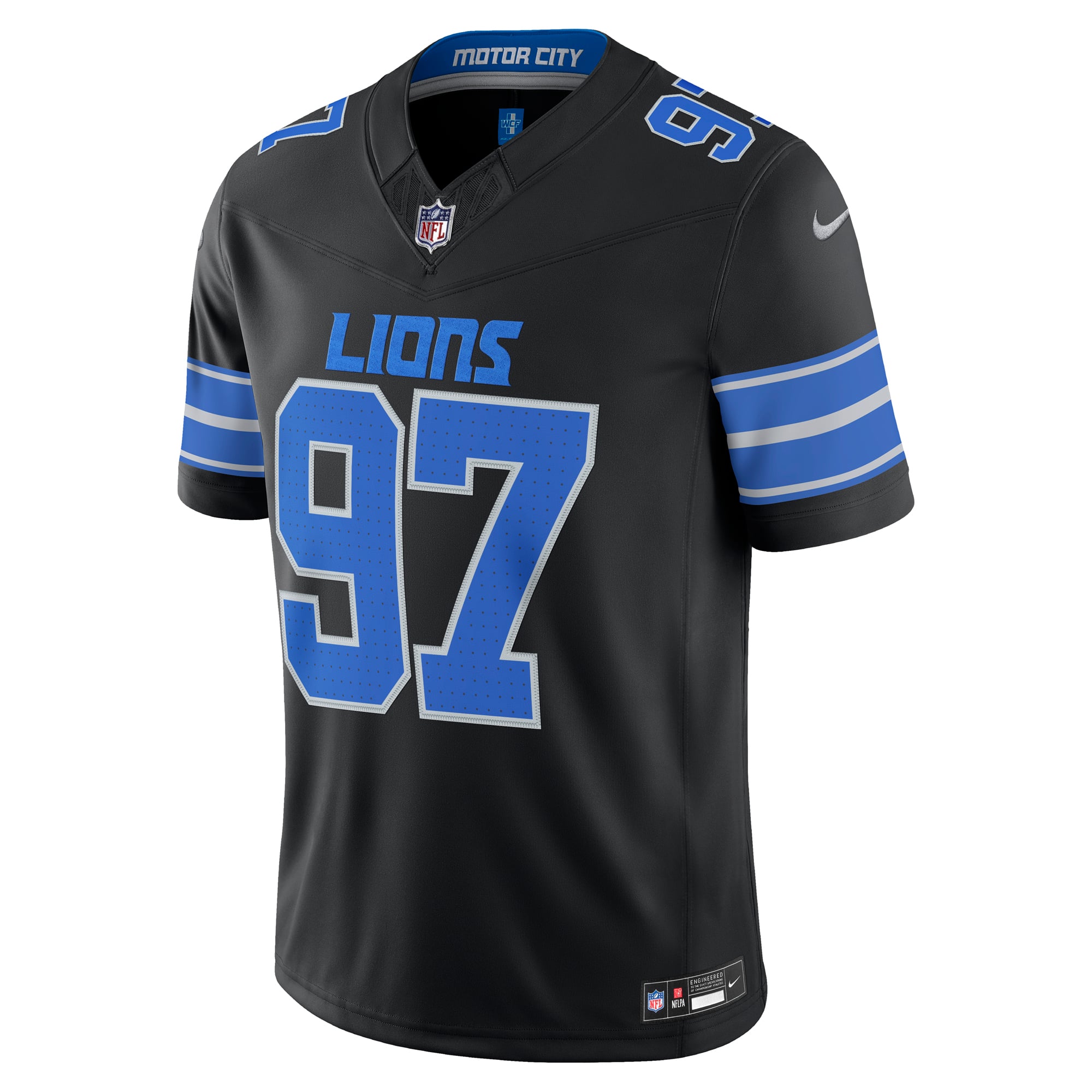 Men's Nike Aidan Hutchinson Blue Detroit Lions Team Vapor F.U.S.E. Stitched Limited Jersey