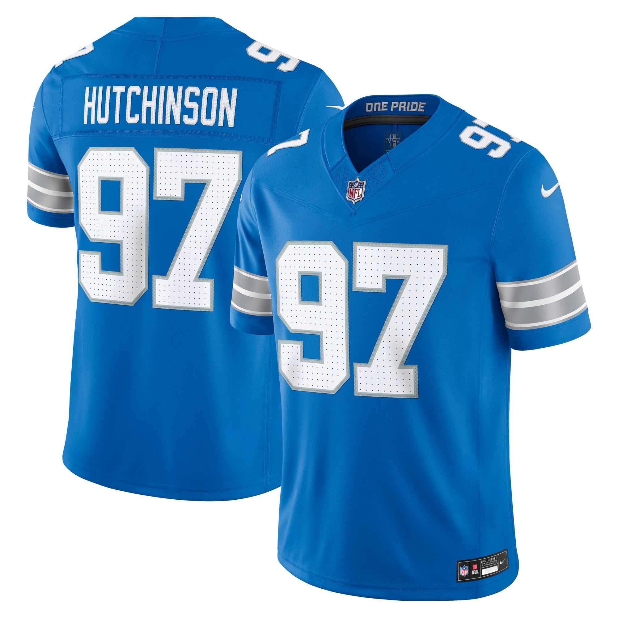 Men's Nike Aidan Hutchinson Blue Detroit Lions Vapor F.U.S.E. Stitched Limited Jersey