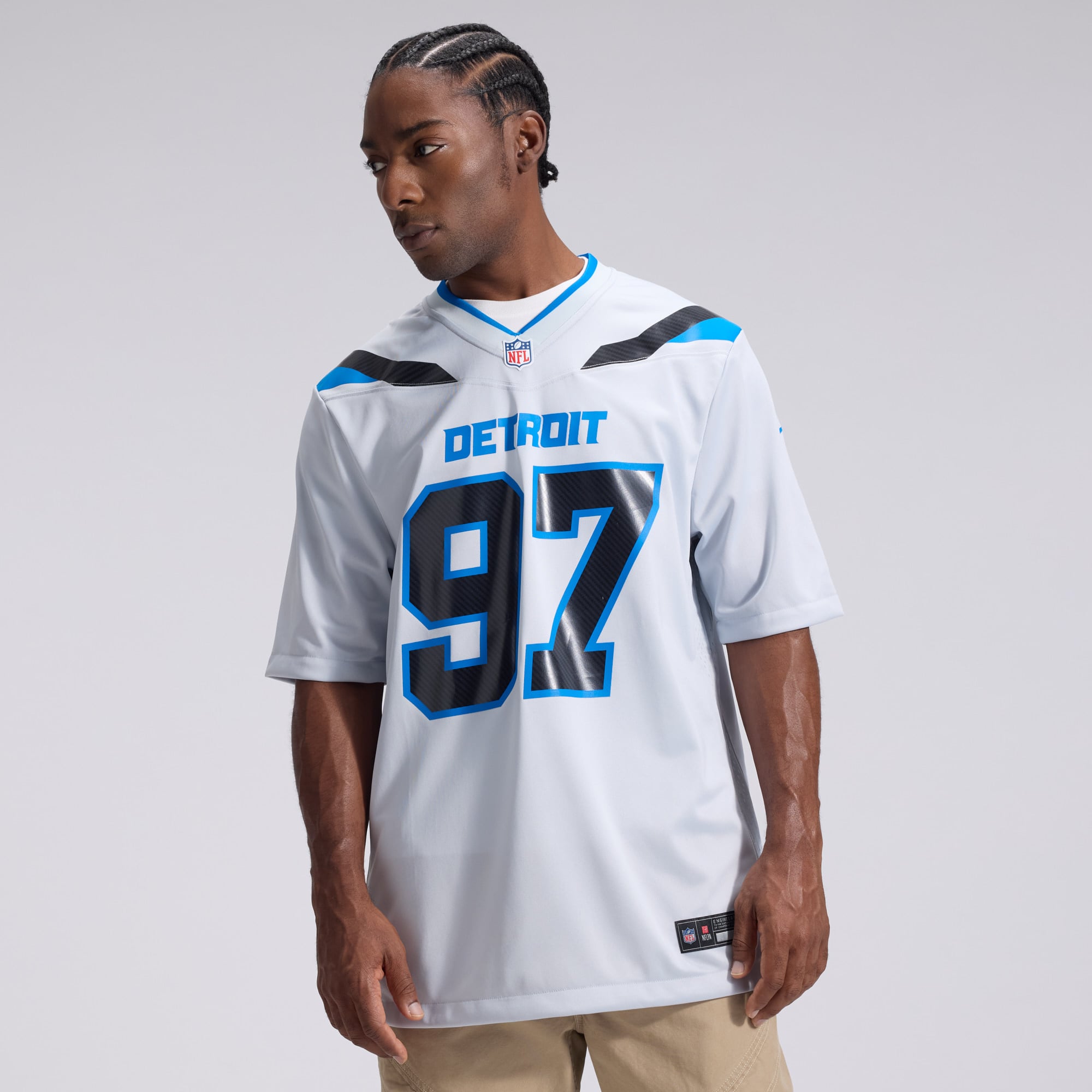 Men's Nike Aidan Hutchinson Silver Detroit Lions 2026 Rivalries Collection Game Jersey