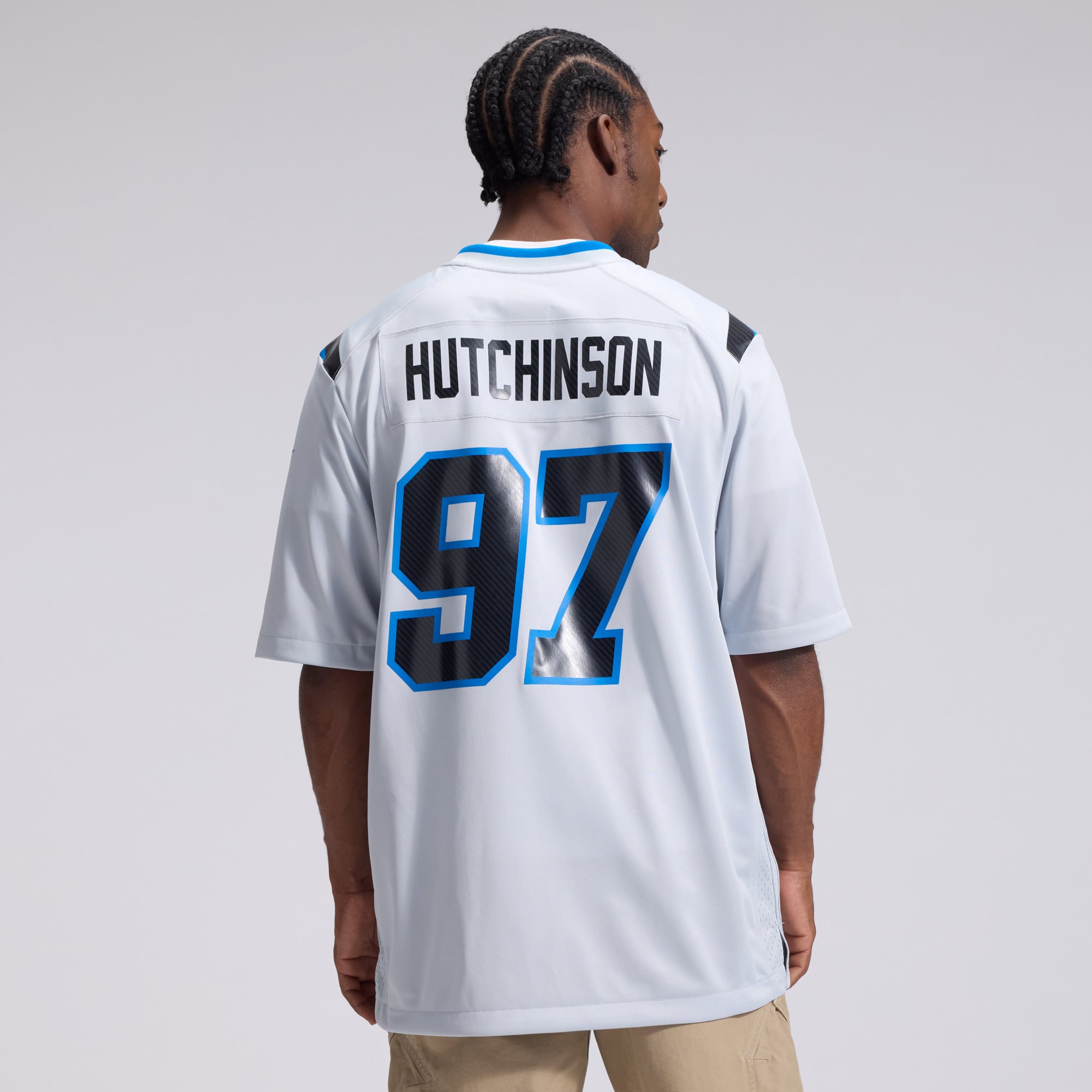 Men's Nike Aidan Hutchinson Silver Detroit Lions 2026 Rivalries Collection Game Jersey