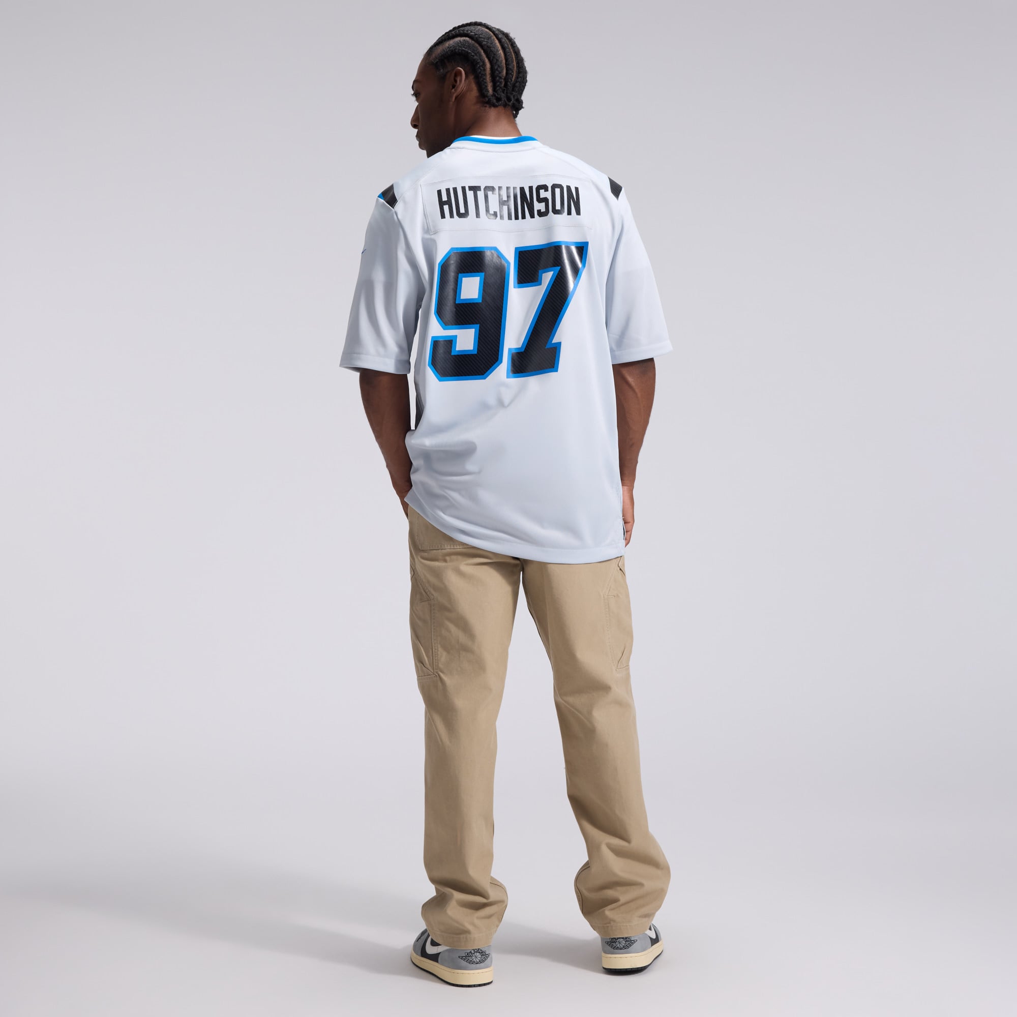 Men's Nike Aidan Hutchinson Silver Detroit Lions 2026 Rivalries Collection Game Jersey