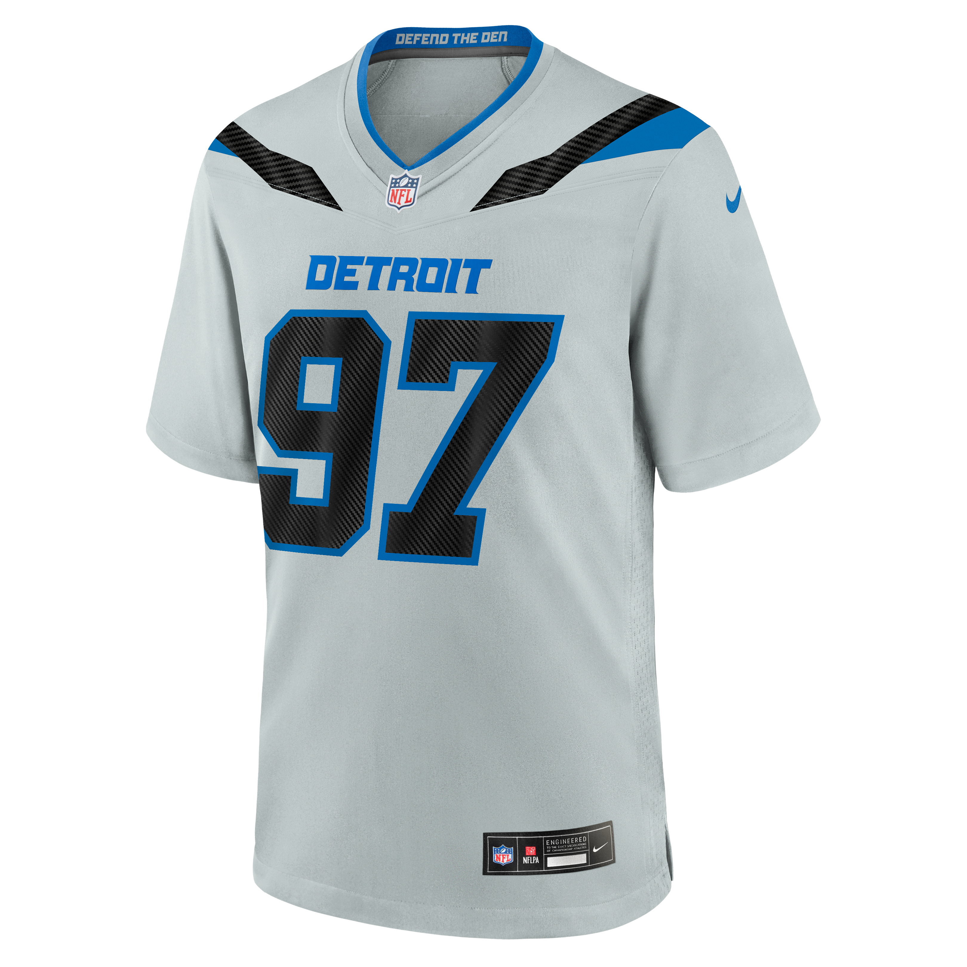Men's Nike Aidan Hutchinson Silver Detroit Lions 2026 Rivalries Collection Game Jersey
