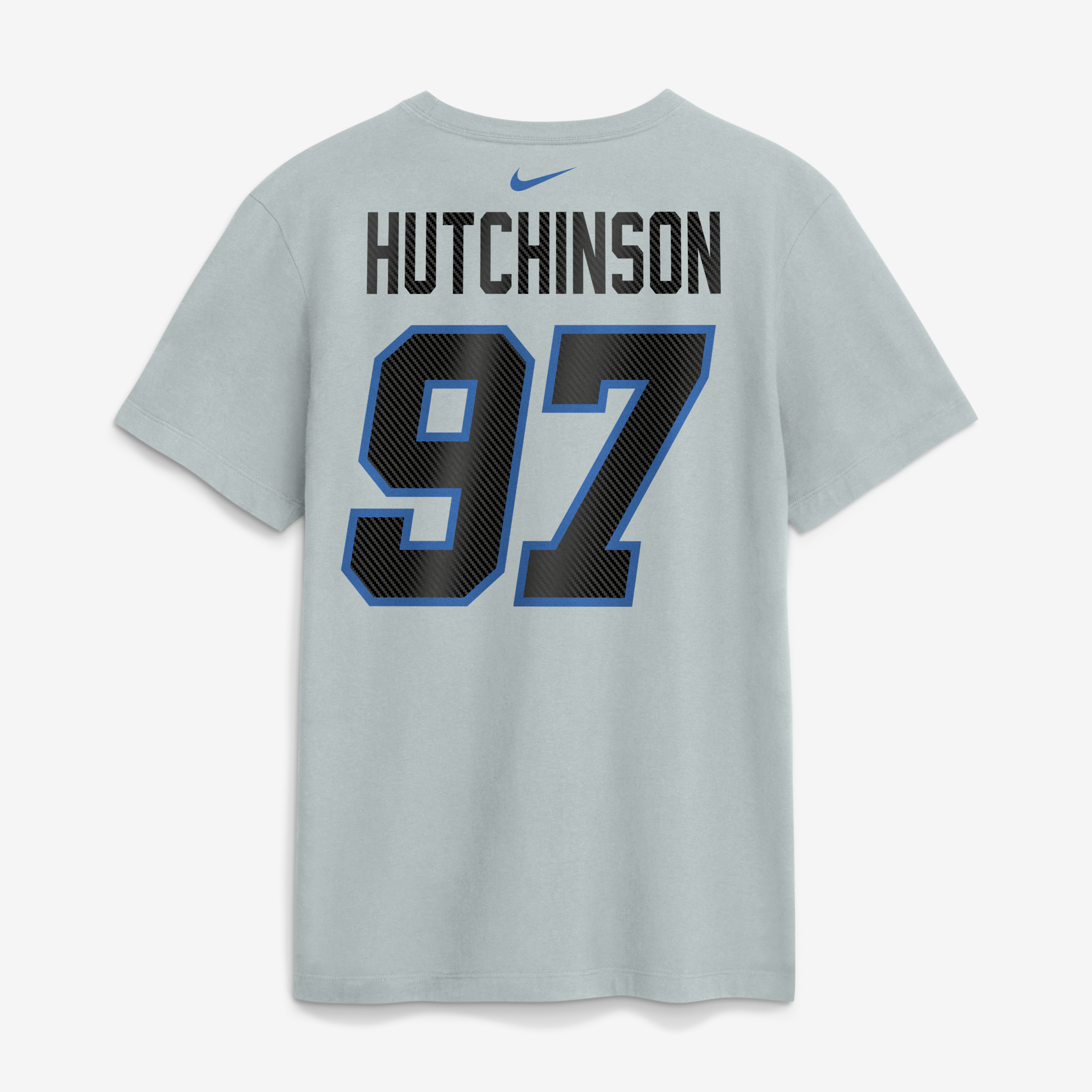 Men's Nike Aidan Hutchinson Silver Detroit Lions 2026 Rivalries Collection Player Name & Number T-Shirt