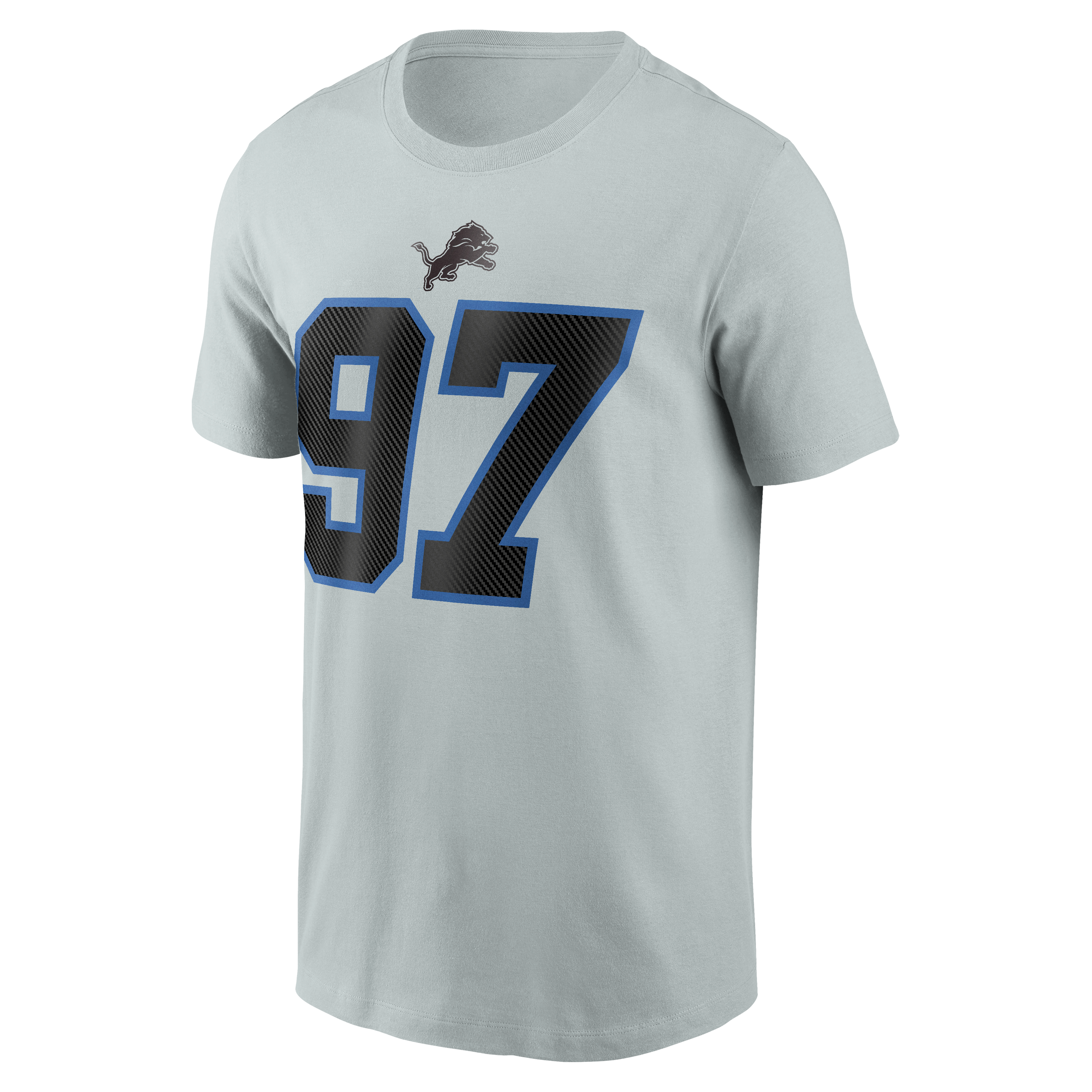 Men's Nike Aidan Hutchinson Silver Detroit Lions 2026 Rivalries Collection Player Name & Number T-Shirt