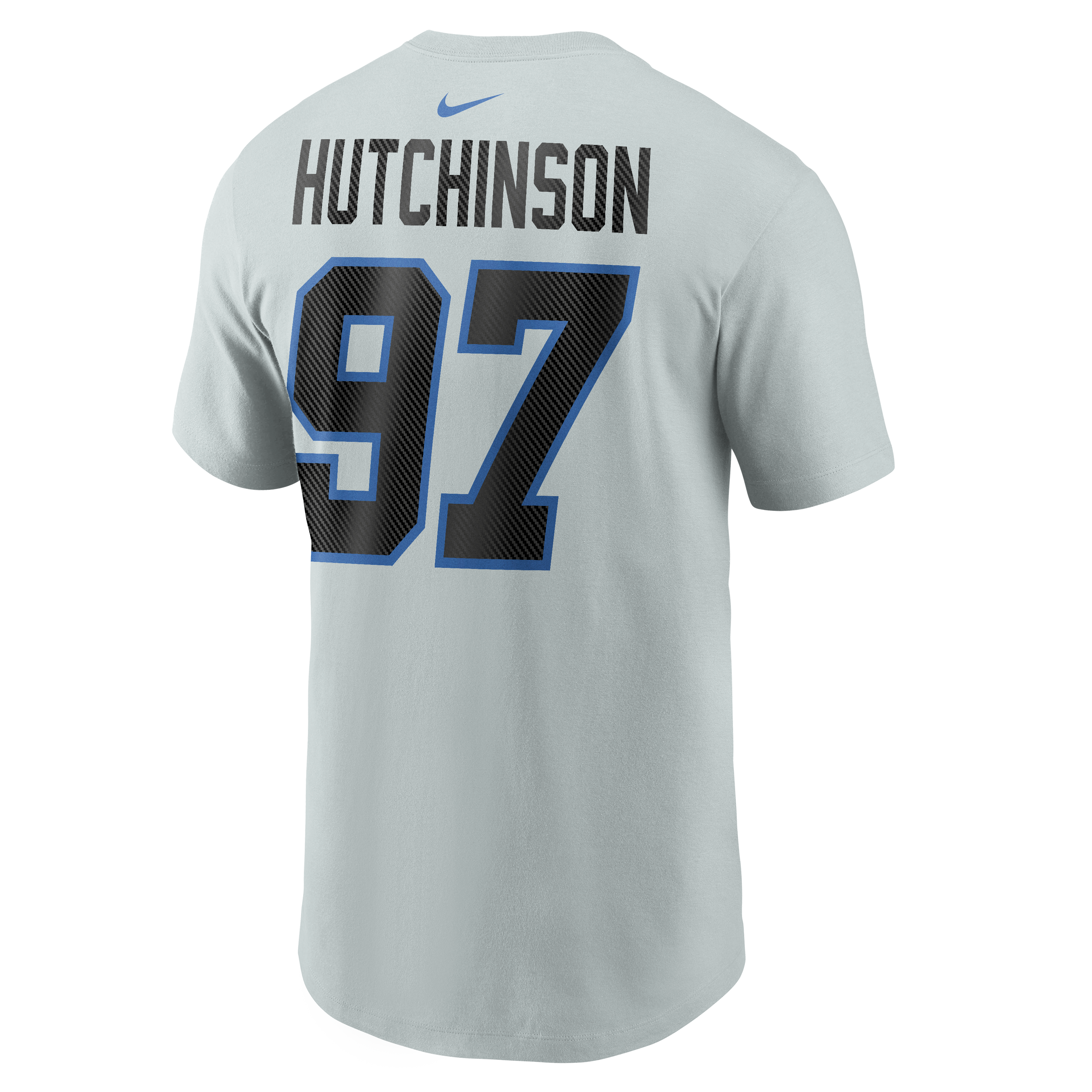Men's Nike Aidan Hutchinson Silver Detroit Lions 2026 Rivalries Collection Player Name & Number T-Shirt