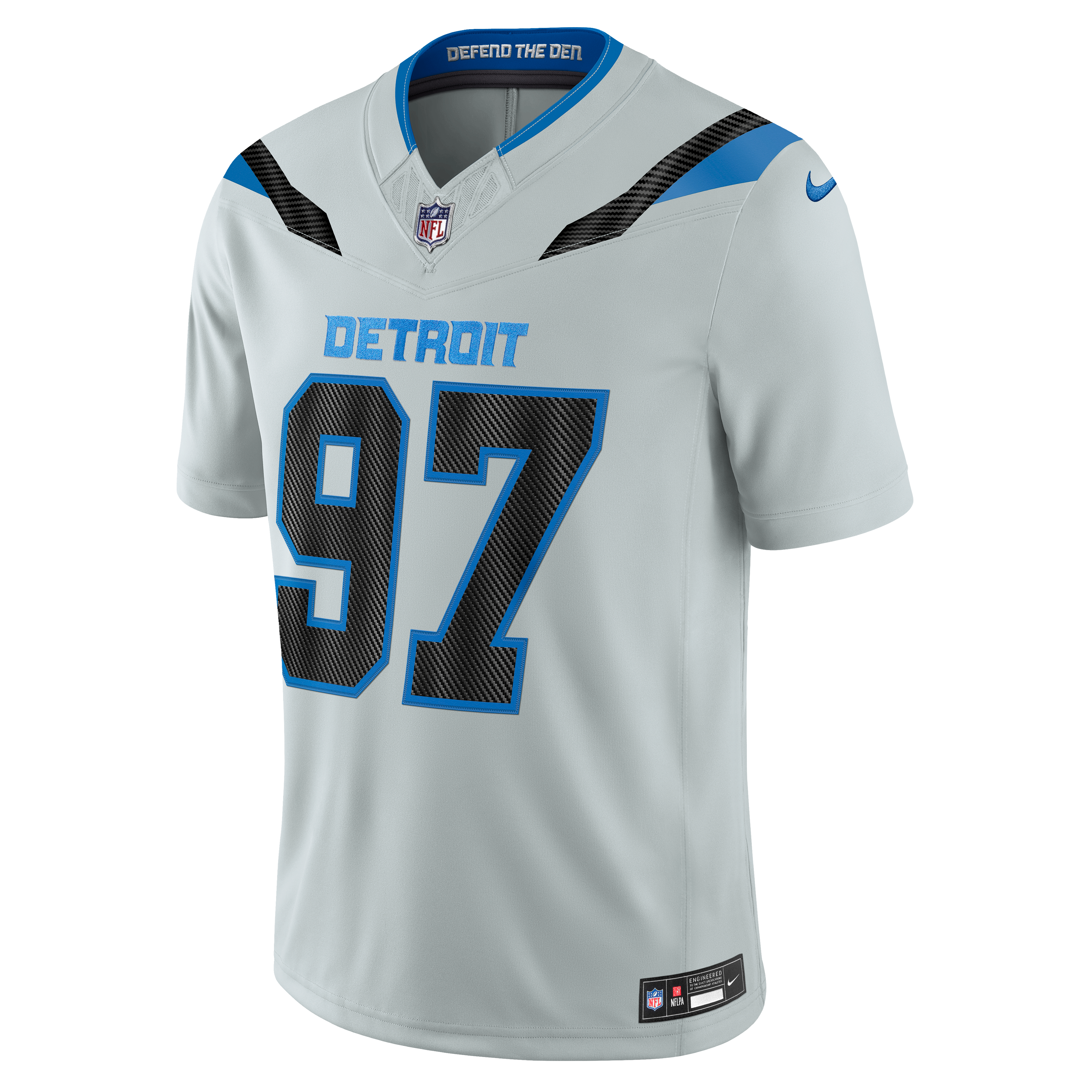 Men's Nike Aidan Hutchinson Silver Detroit Lions 2026 Rivalries Collection Stitched Limited Jersey