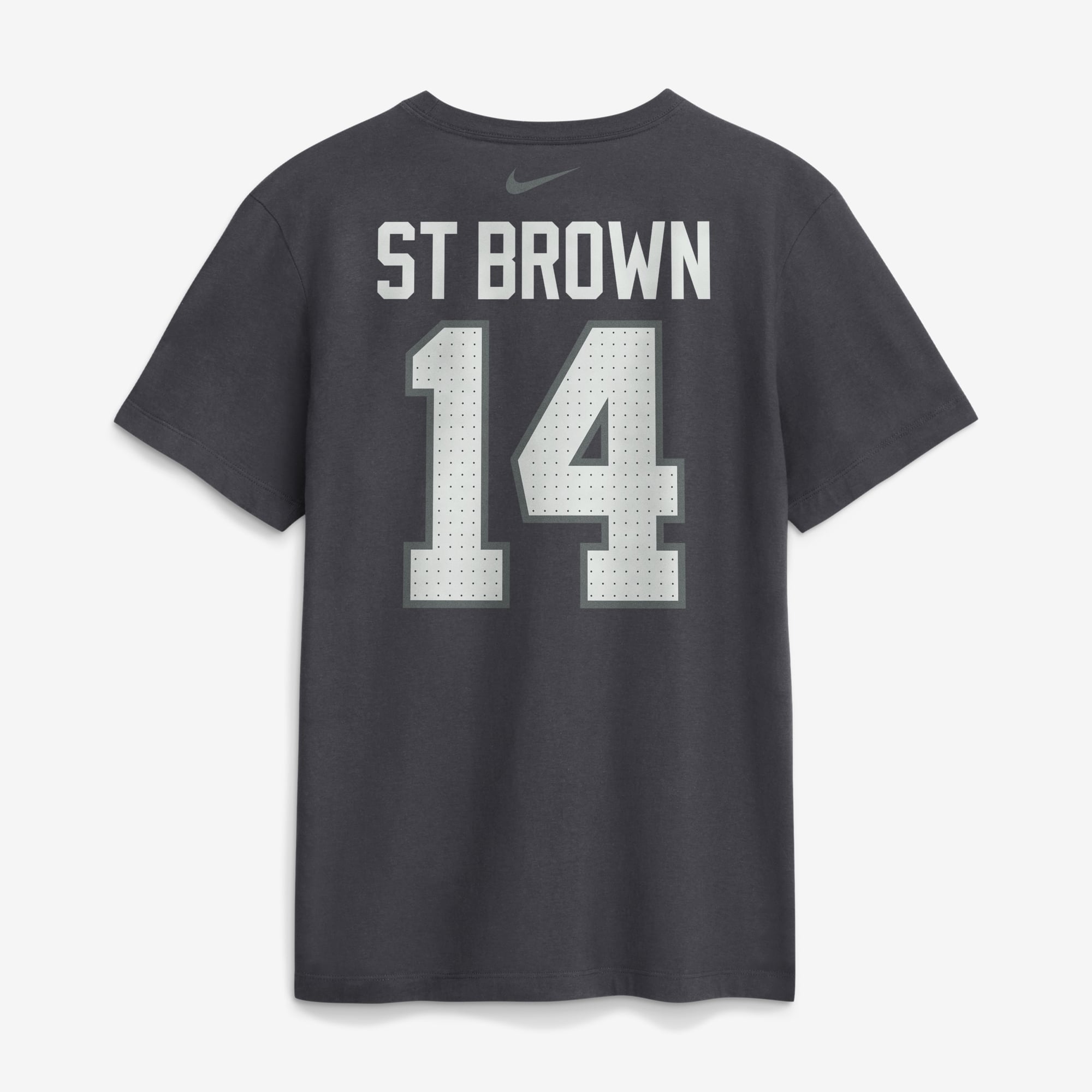 T-shirt Nike Amon-Ra St. Brown anthracite Detroit Lions pour homme, avec nom et numéro