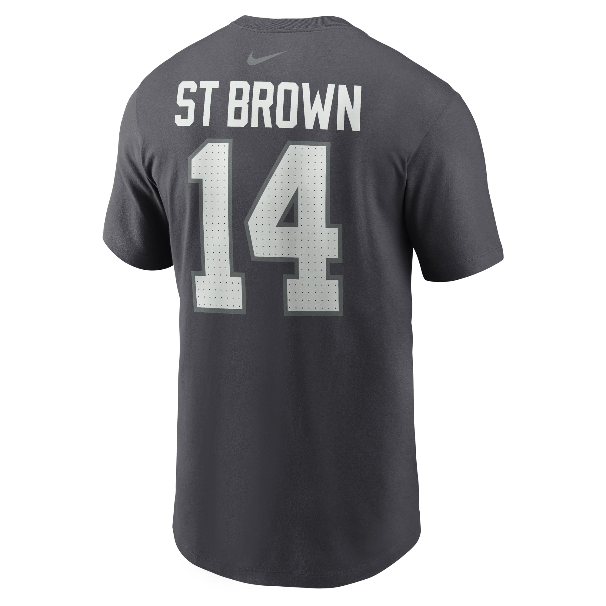 T-shirt Nike Amon-Ra St. Brown anthracite Detroit Lions pour homme, avec nom et numéro