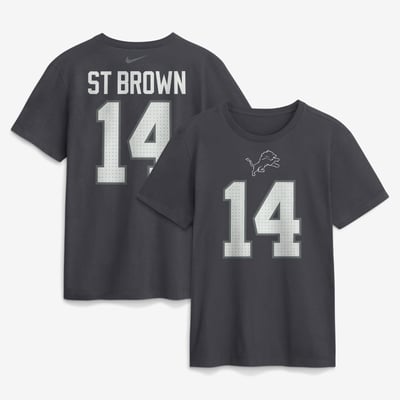 Amon-Ra St. Brown Detroit Lions Nike Name & Number T-Shirt - Anthracite
