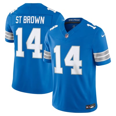Maillot Nike Vapor F.U.S.E. Stitched Limited d'Amon-Ra St. Brown (Detroit Lions) - Bleu