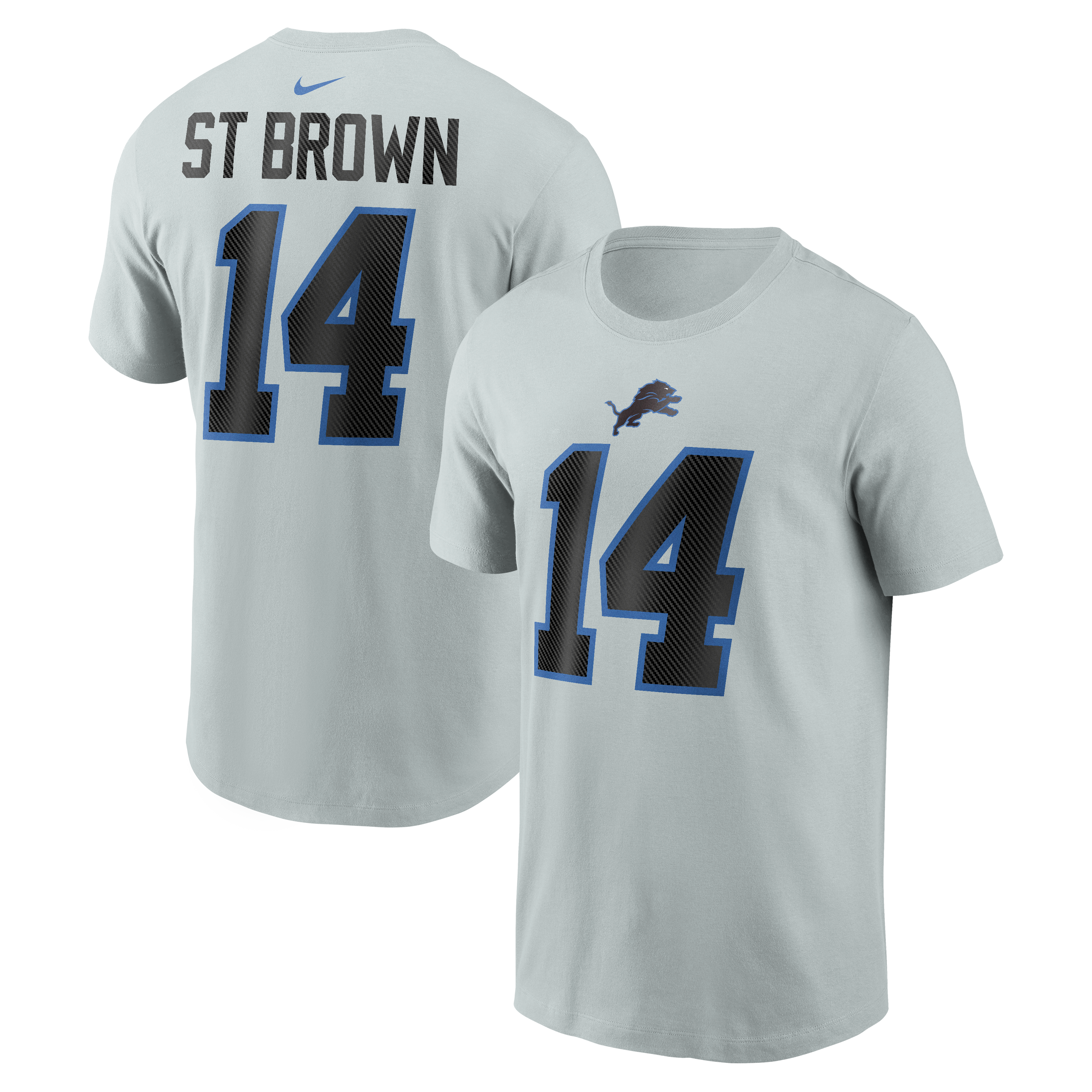Men's Nike Amon-Ra St. Brown Silver Detroit Lions 2026 Rivalries Collection Player Name & Number T-Shirt