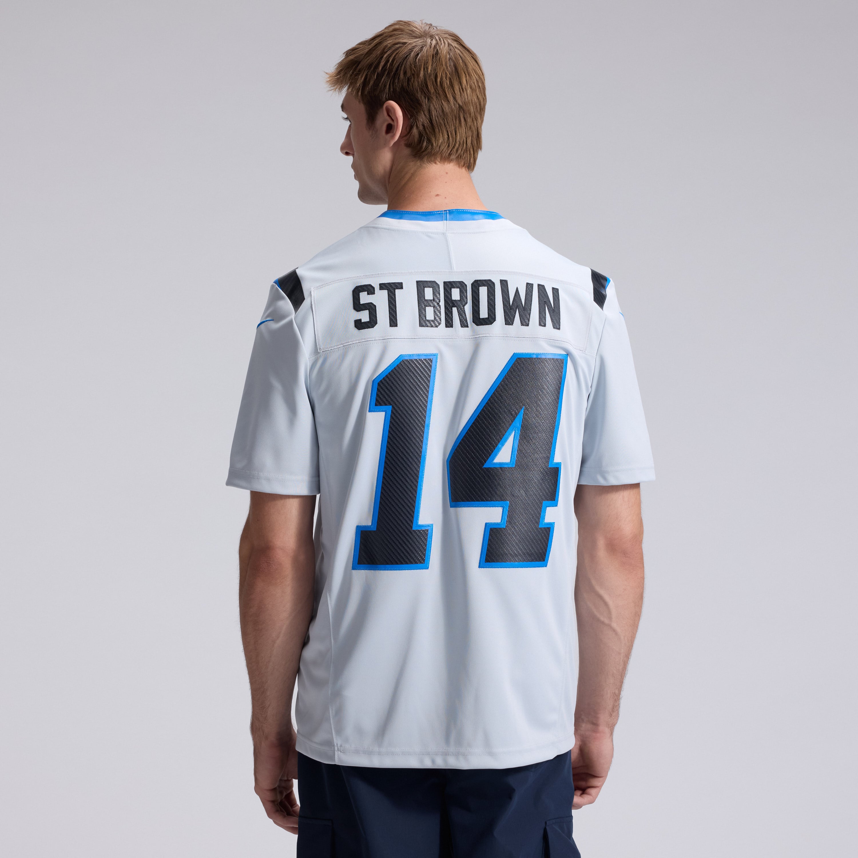 Men's Nike Amon-Ra St. Brown Silver Detroit Lions 2026 Rivalries Collection Stitched Limited Jersey