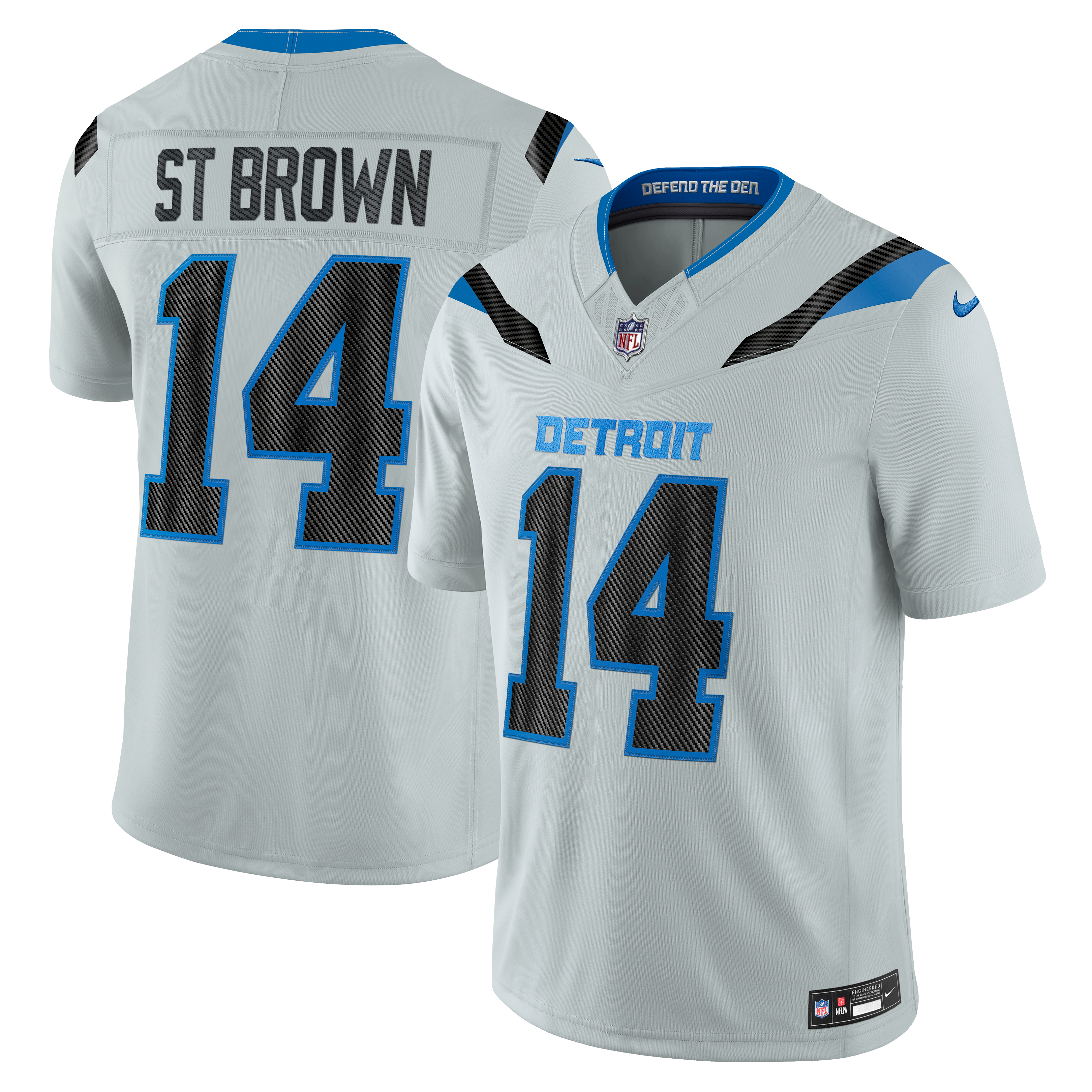 Men's Nike Amon-Ra St. Brown Silver Detroit Lions 2026 Rivalries Collection Stitched Limited Jersey