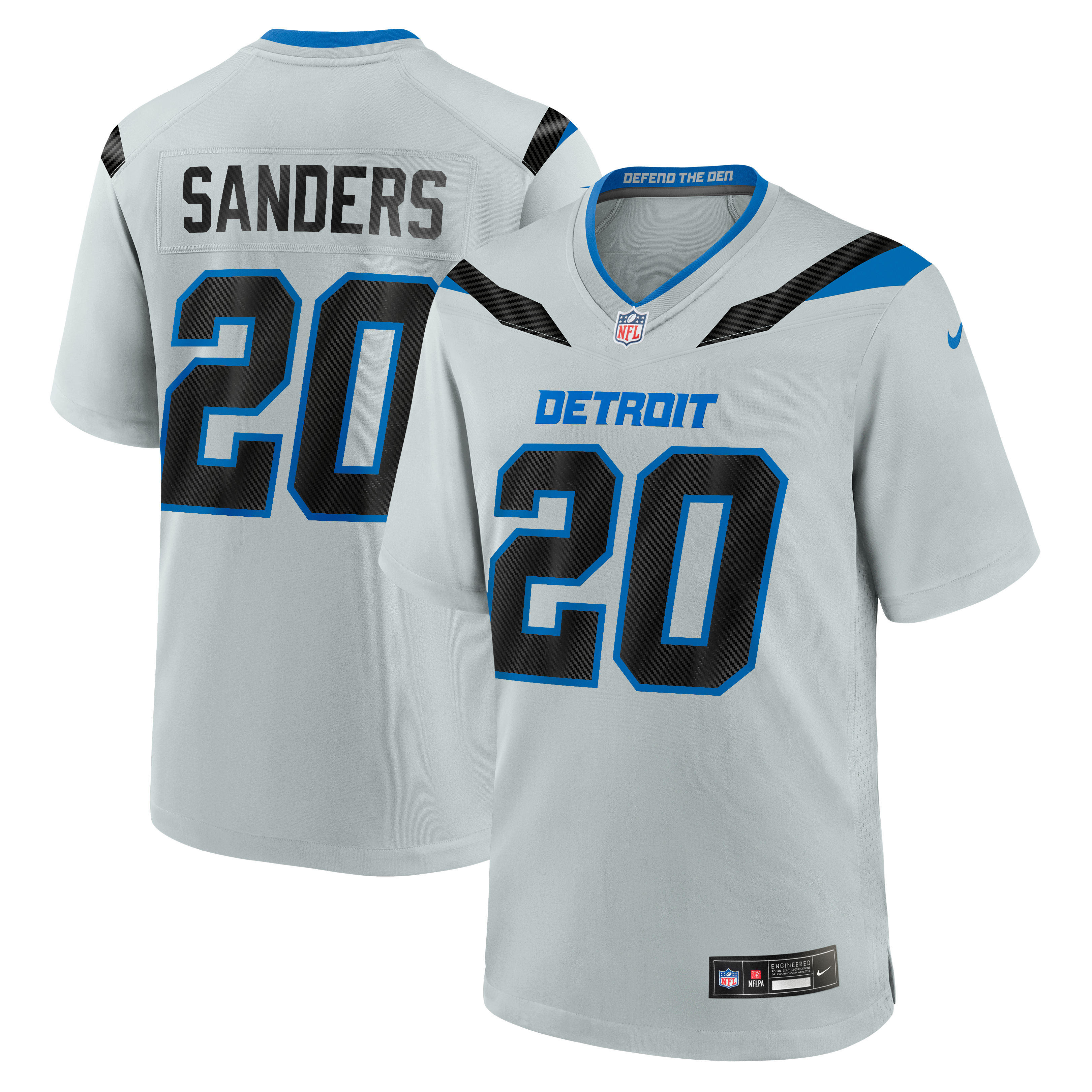 Men's Nike Barry Sanders Silver Detroit Lions 2026 Rivalries Collection Game Jersey