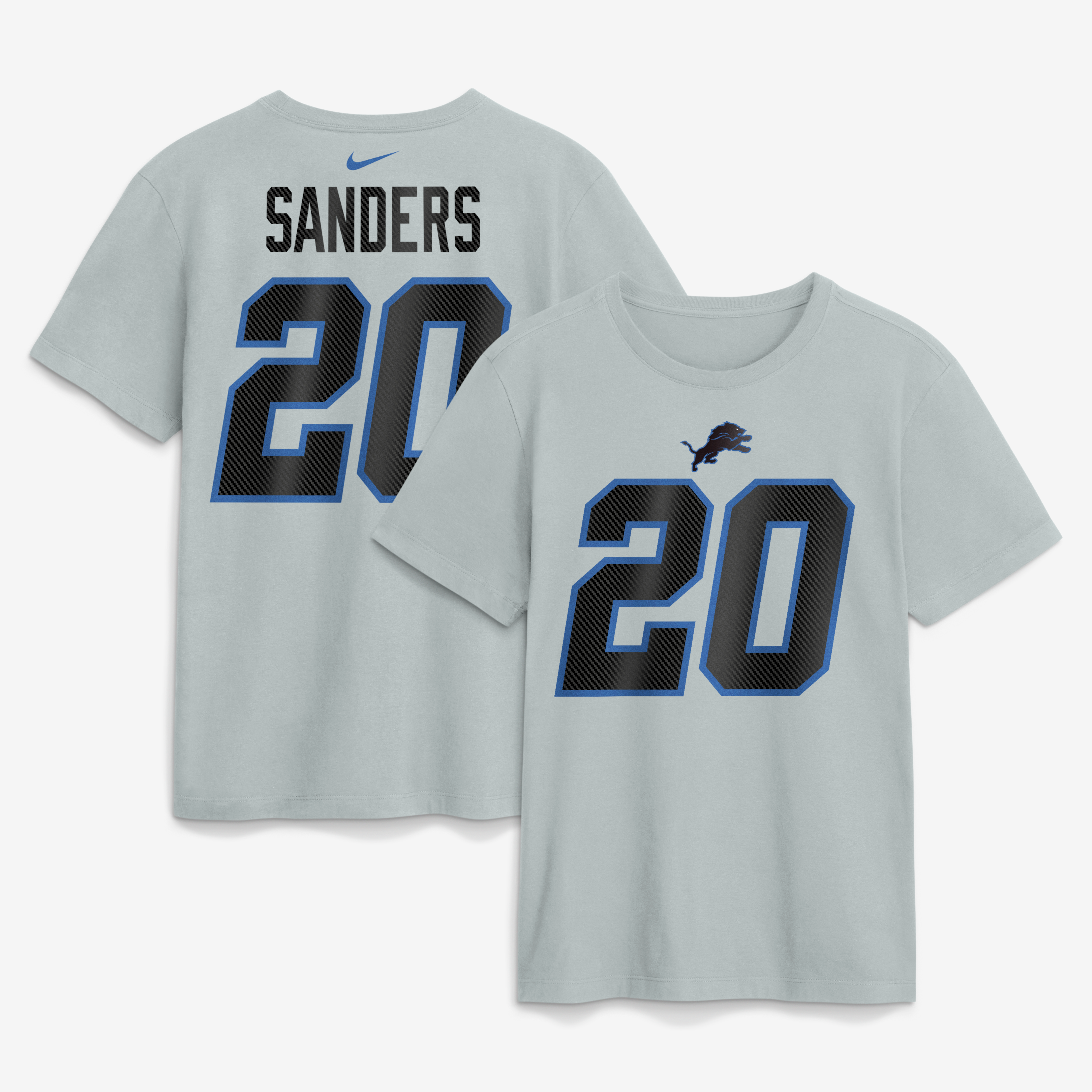 Men's Nike Barry Sanders Silver Detroit Lions 2026 Rivalries Collection Player Name & Number T-Shirt