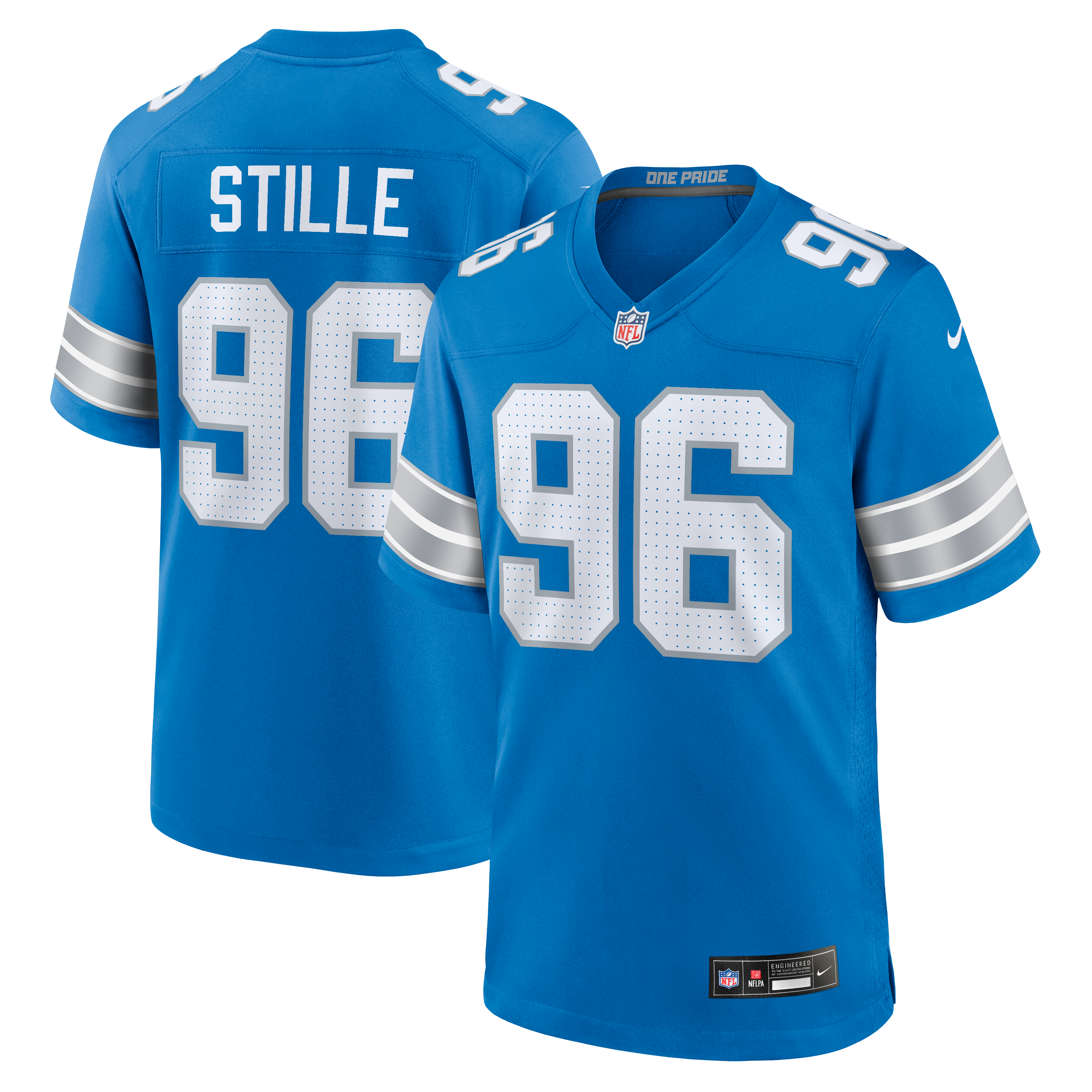 Men's Nike Ben Stille Blue Detroit Lions Team Game Jersey