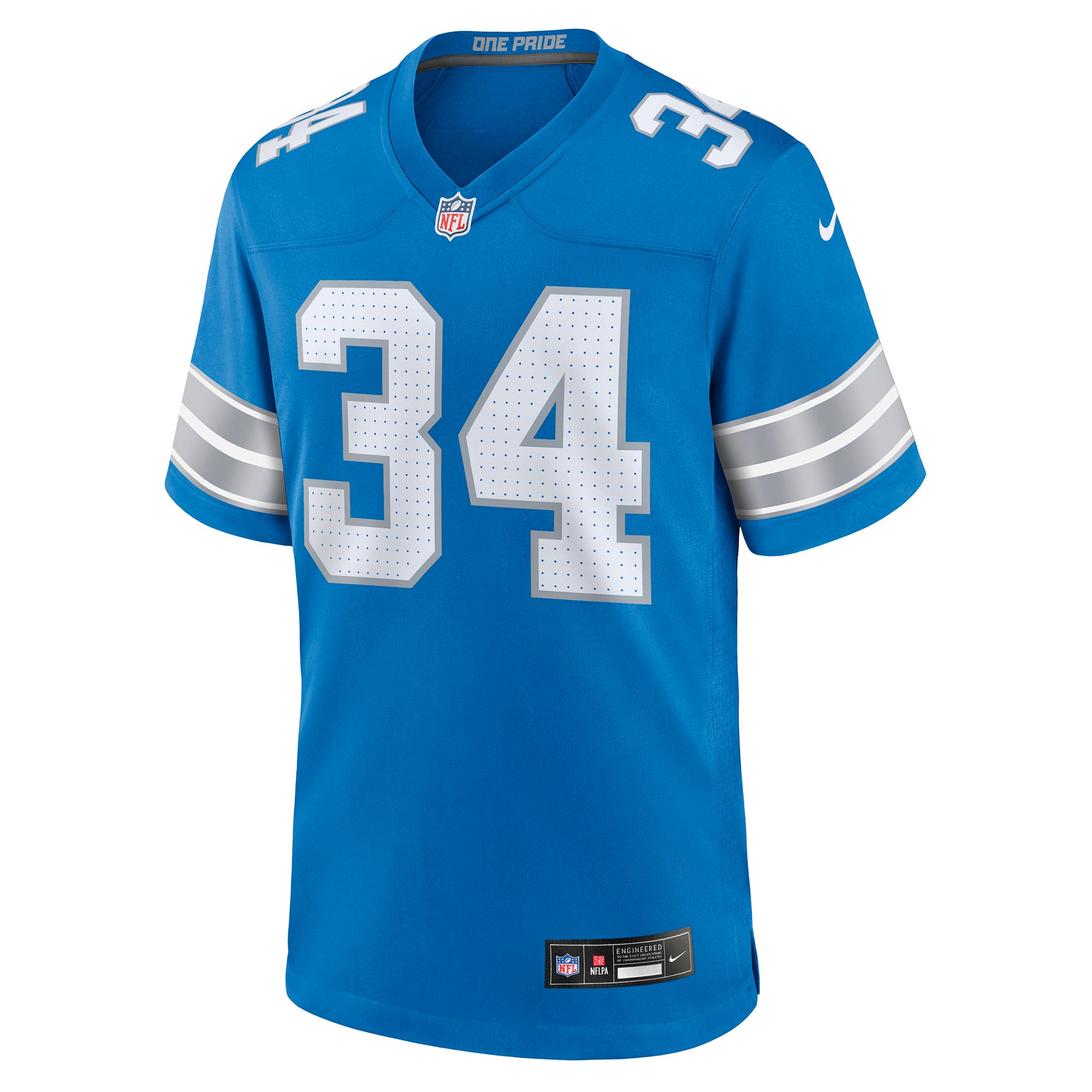 Maillot de match Nike Bishop Fitzgerald bleu des Lions Détroit pour homme