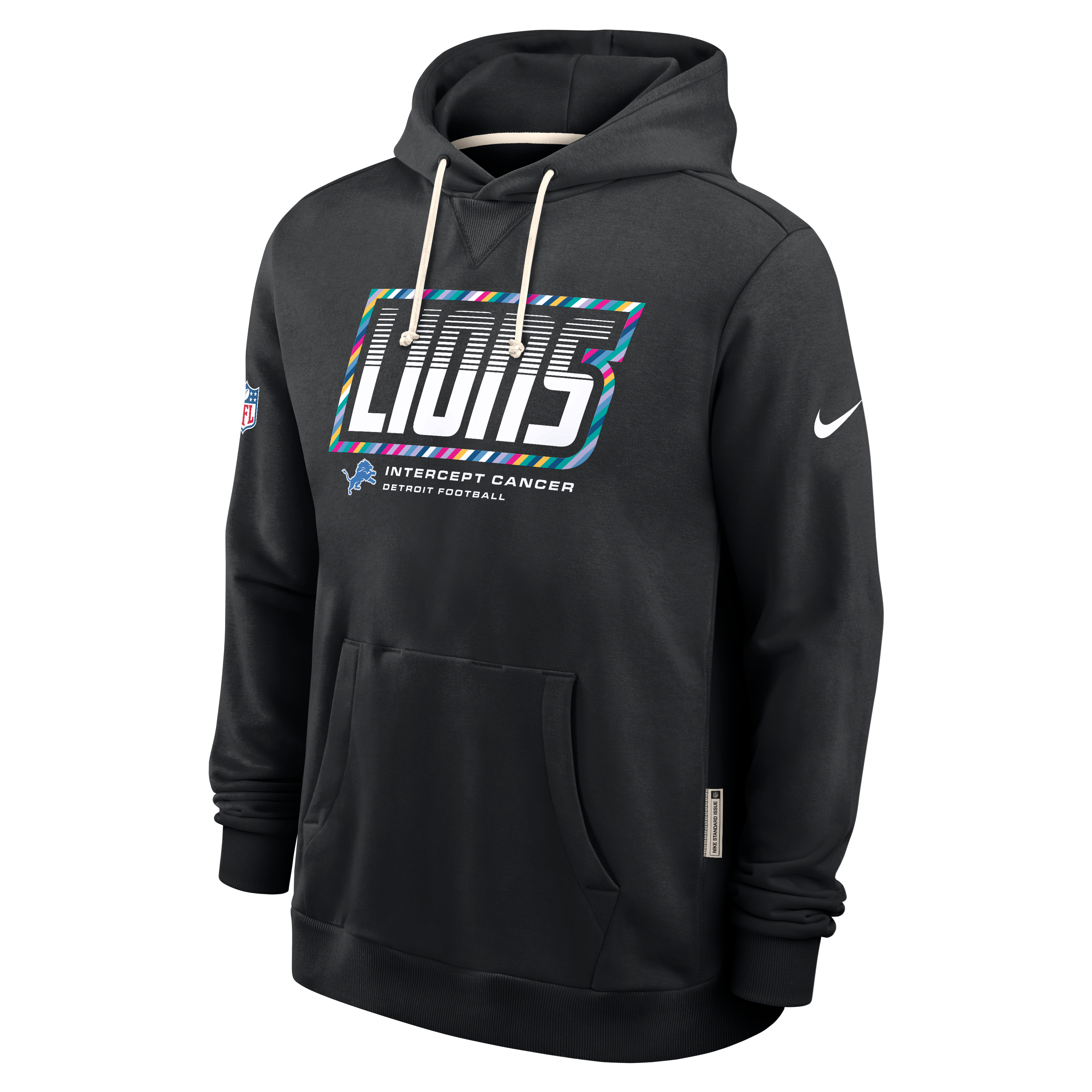 Men's Nike Black Detroit Lions 2026 NFL Crucial Catch Big & Tall Sideline Standard Issue Dri-FIT Pullover Hoodie