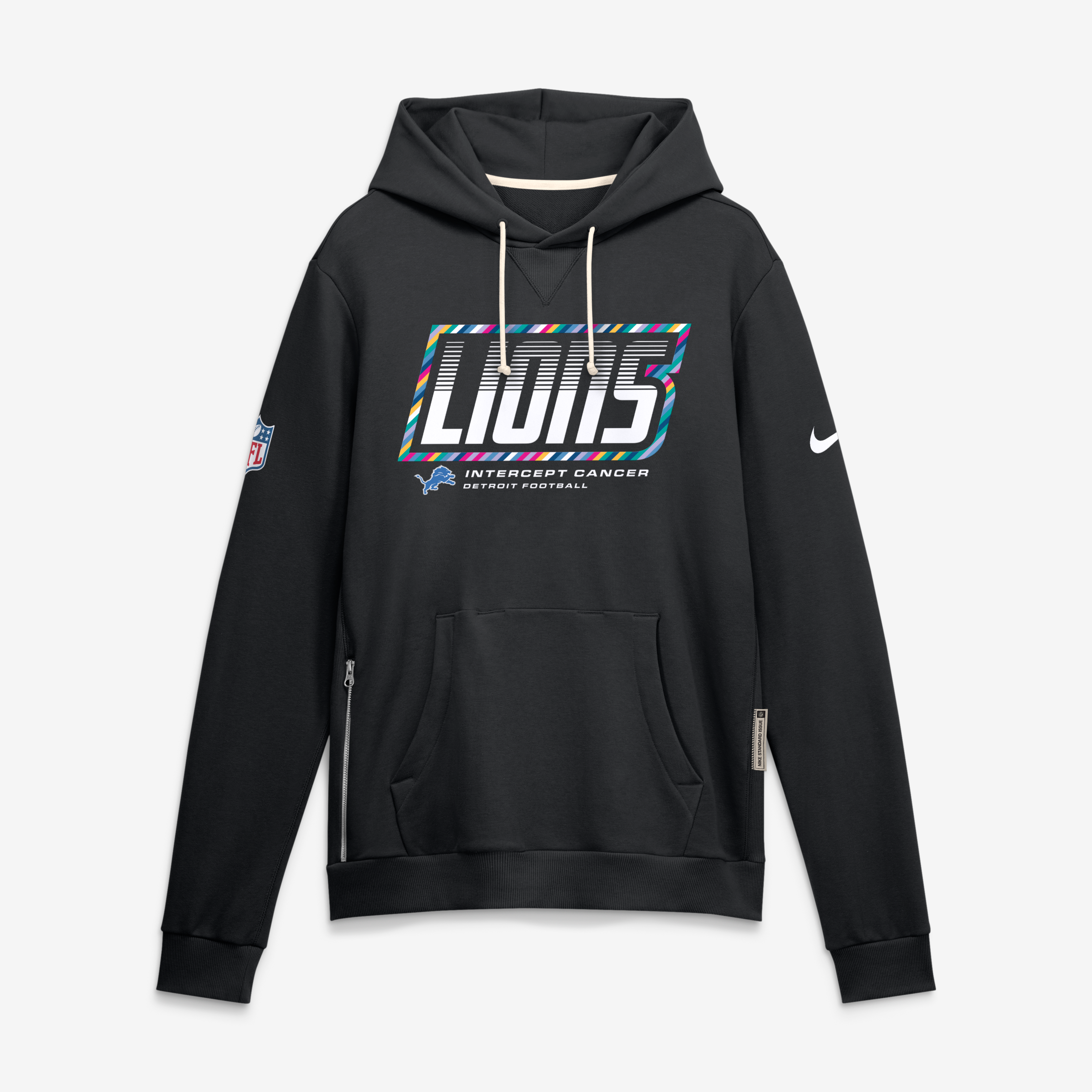 Men's Nike Black Detroit Lions 2026 NFL Crucial Catch Big & Tall Sideline Standard Issue Dri-FIT Pullover Hoodie