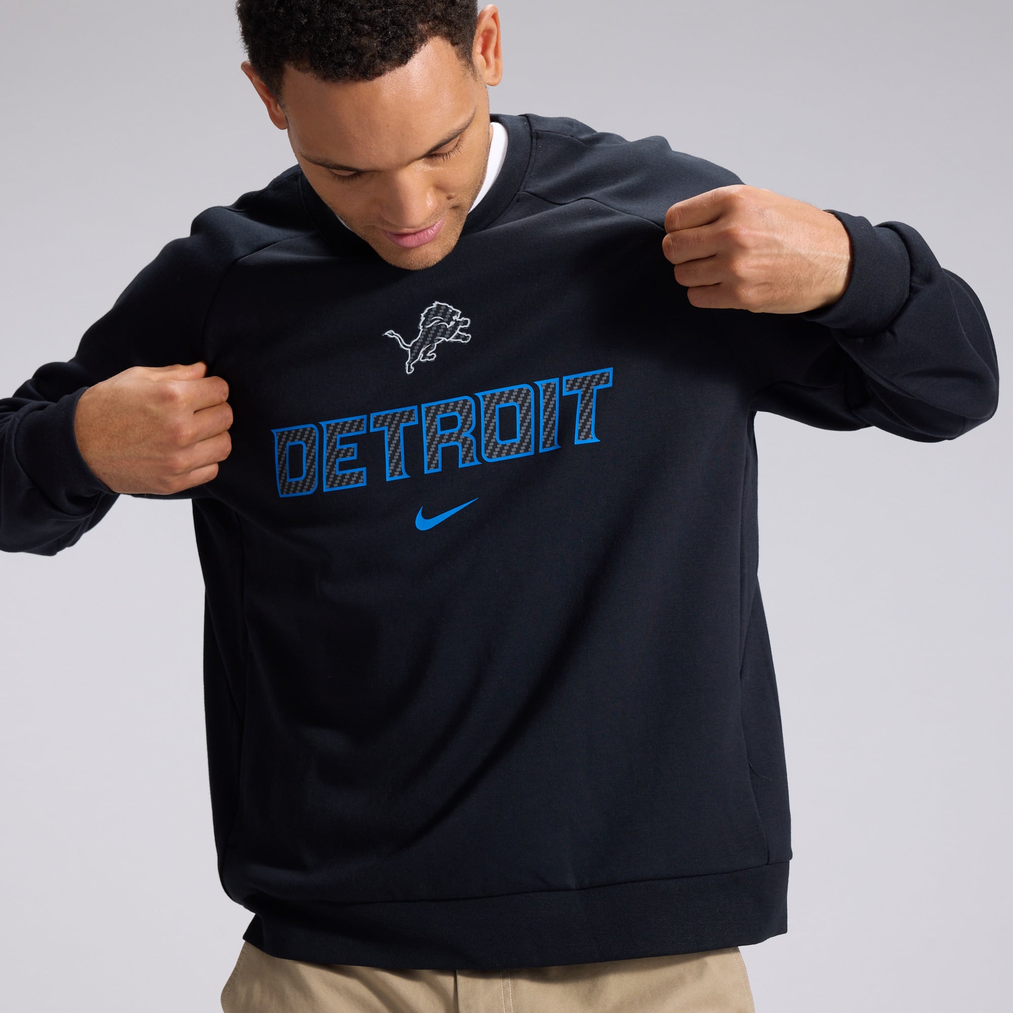 Sweat-shirt Nike Dri-FIT noir pour homme, collection Detroit Lions 2026 Rivalries