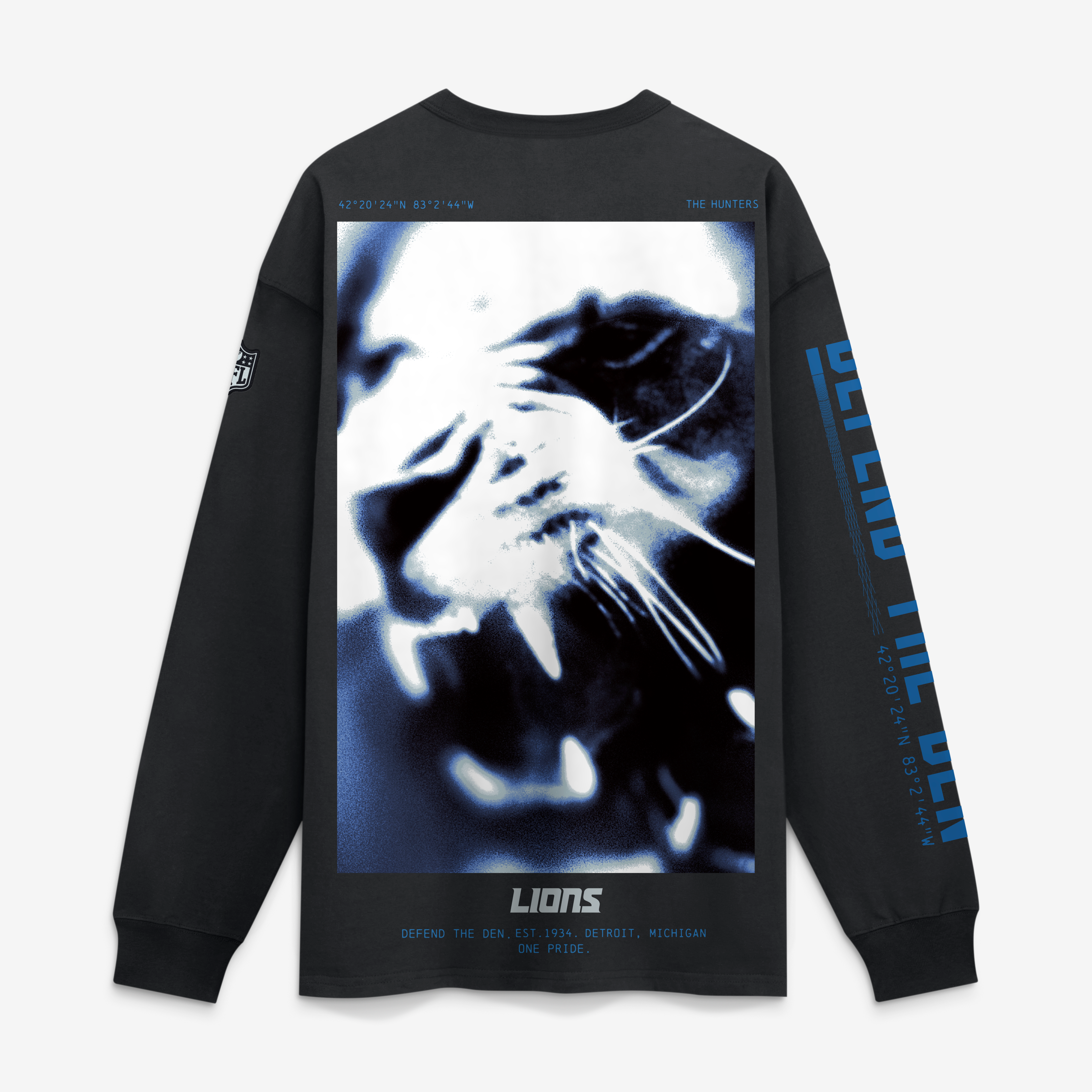T-shirt à manches longues Nike Max90, collection Detroit Lions 2026 Rivalries, noir, pour homme