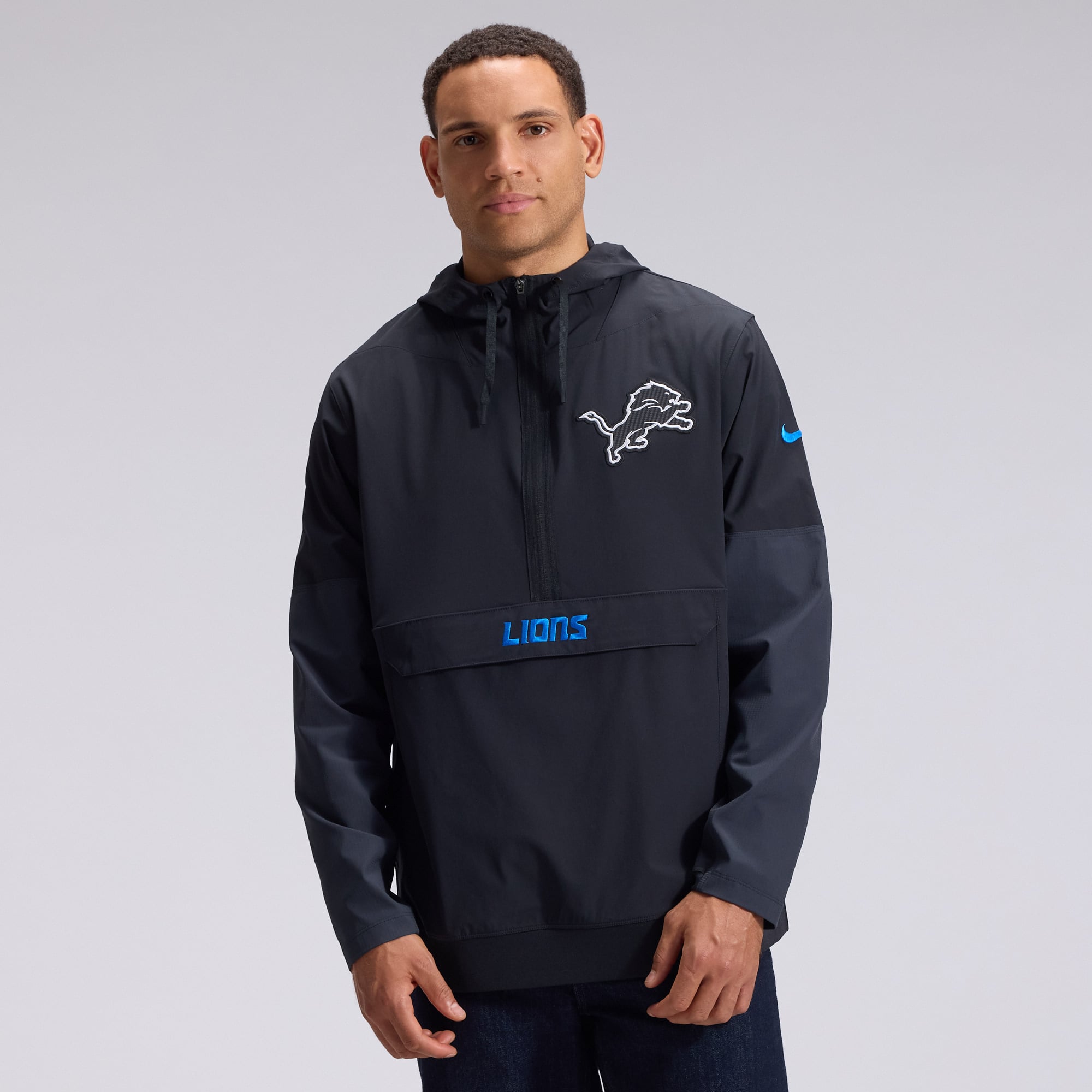 Men's Nike  Black Detroit Lions 2026 Rivalries Collection Sideline Anorak Half-Zip Jacket