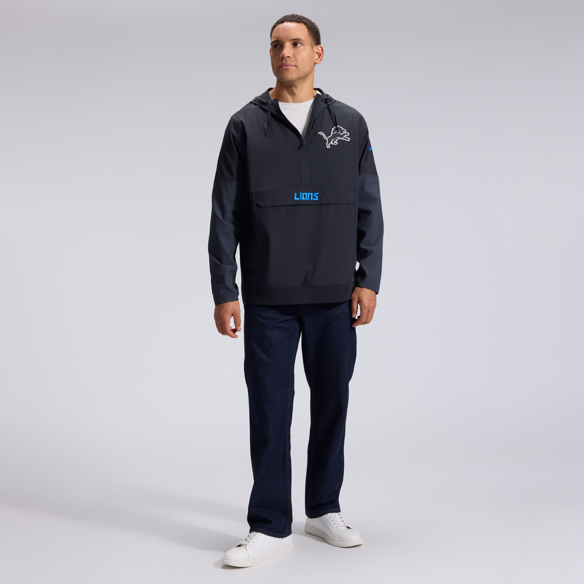 Men's Nike  Black Detroit Lions 2026 Rivalries Collection Sideline Anorak Half-Zip Jacket