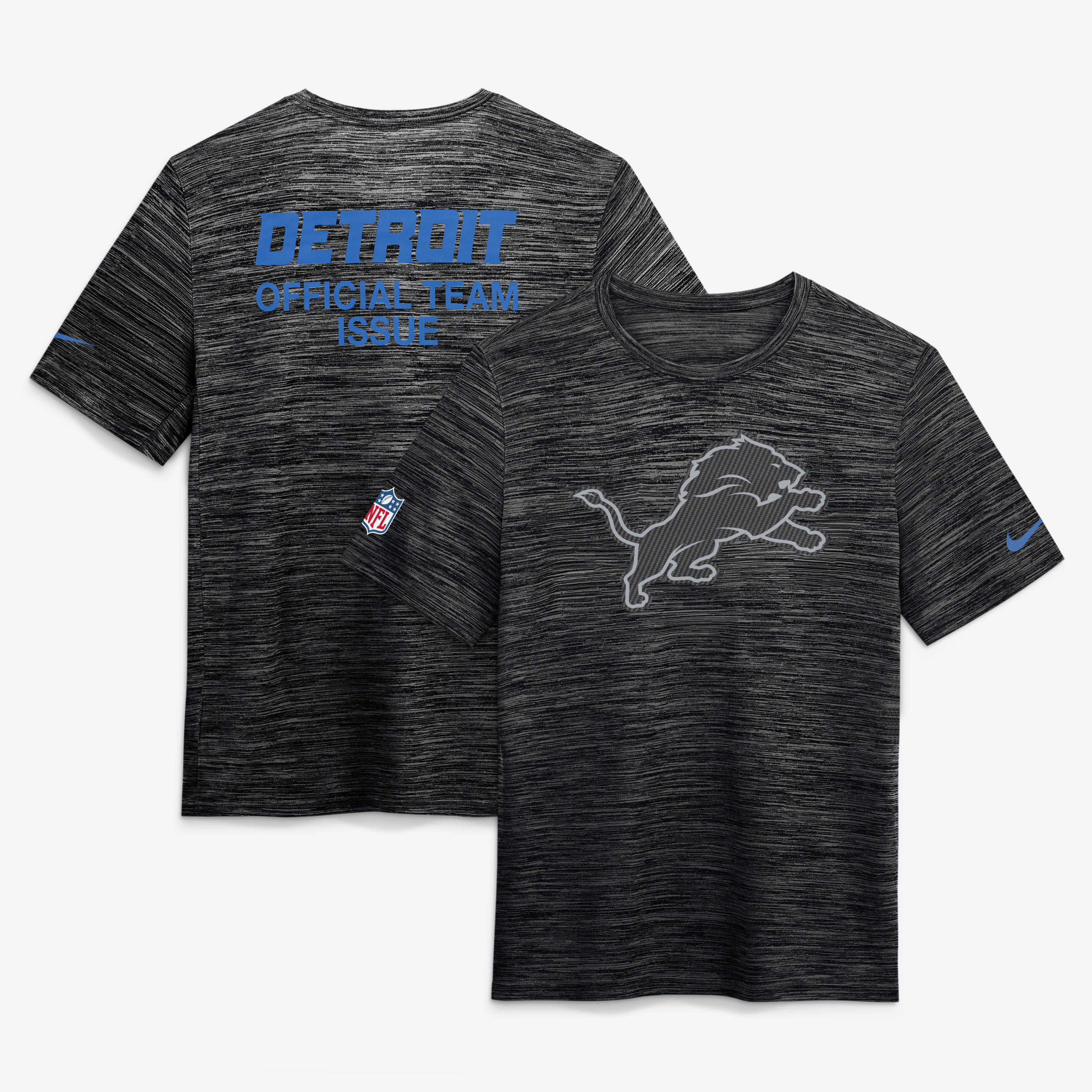 T-shirt Nike Sideline Velocity pour homme, collection Detroit Lions 2026 Rivalries, noir