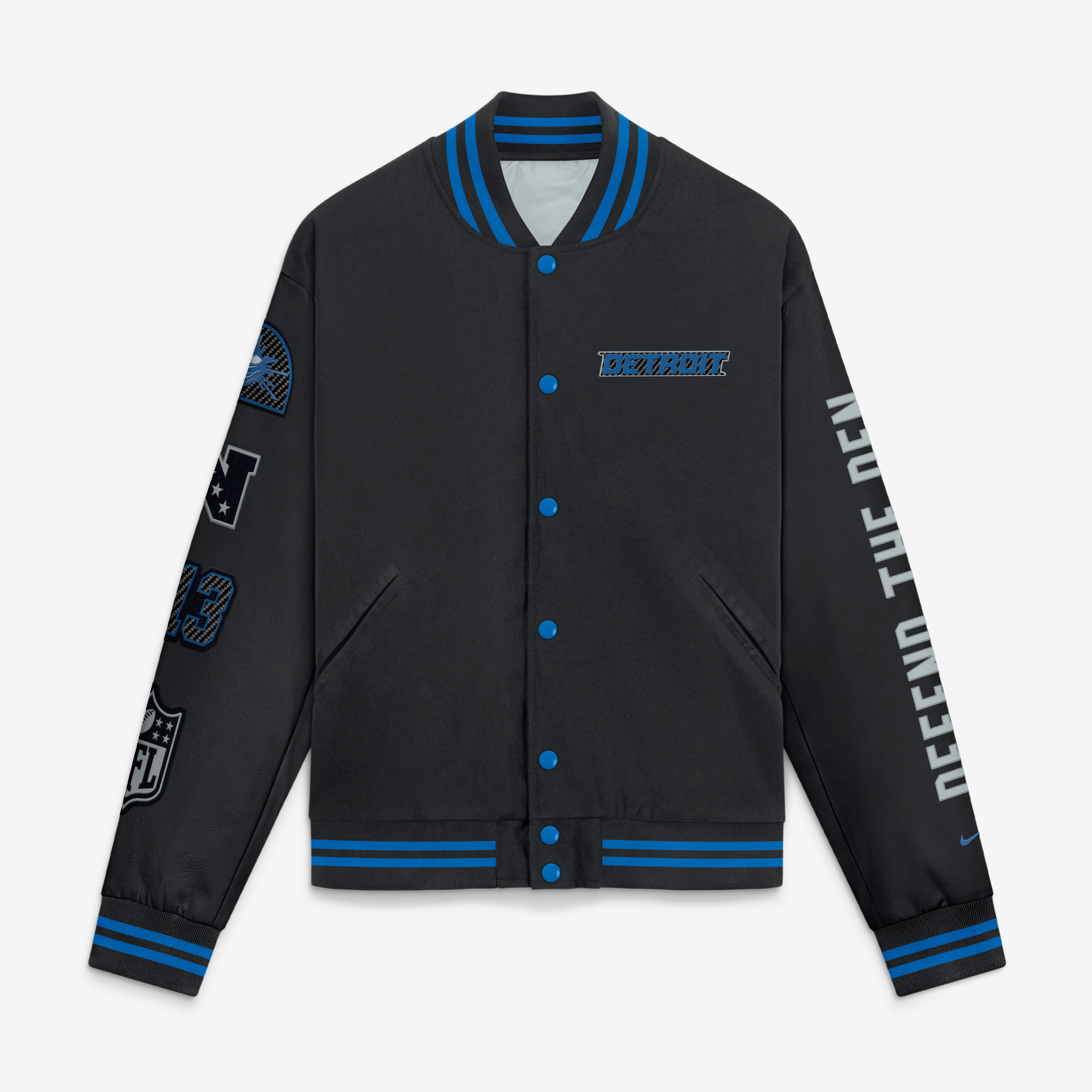 Men's Nike  Black Detroit Lions 2026 Rivalries Collection Varsity Jacket