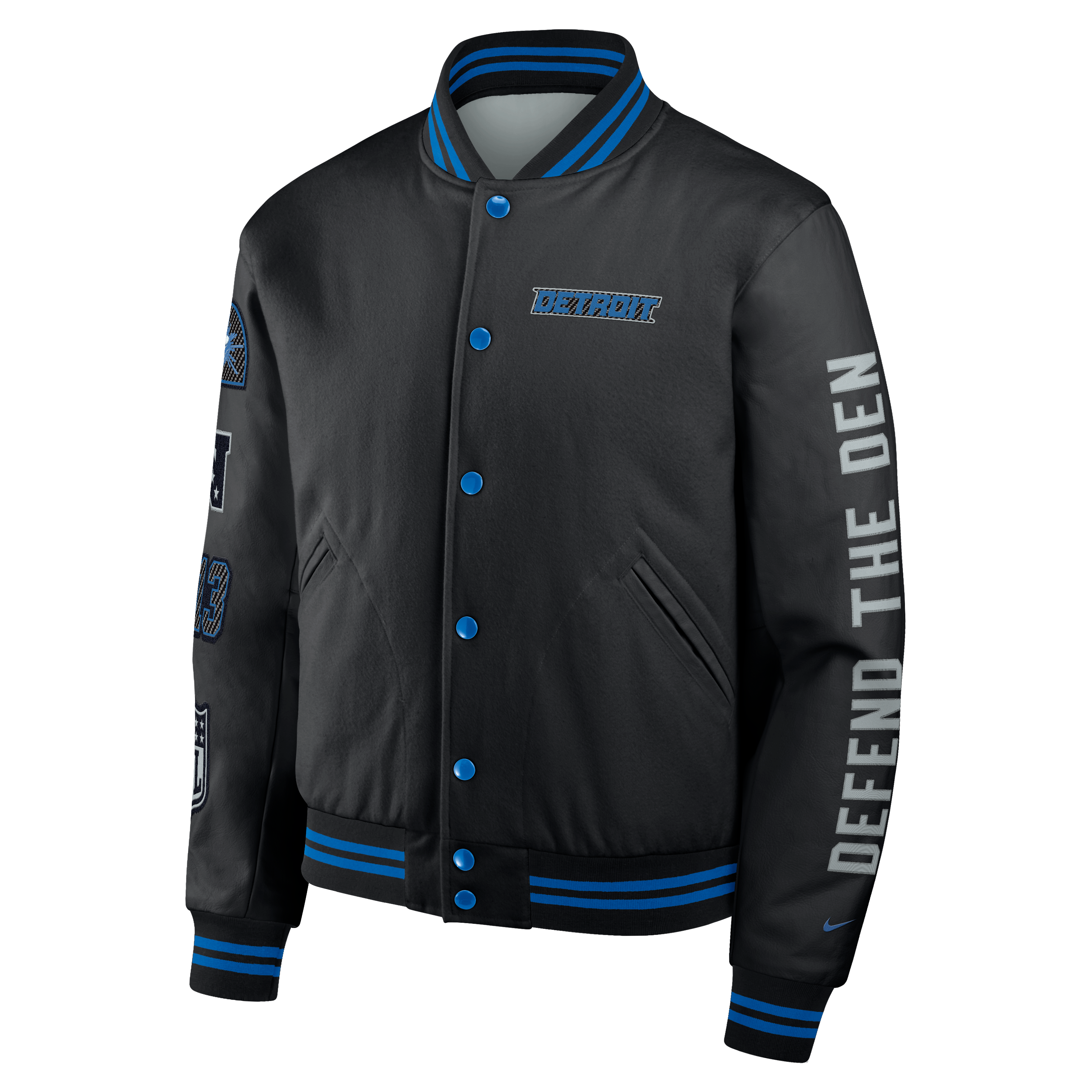 Men's Nike  Black Detroit Lions 2026 Rivalries Collection Varsity Jacket