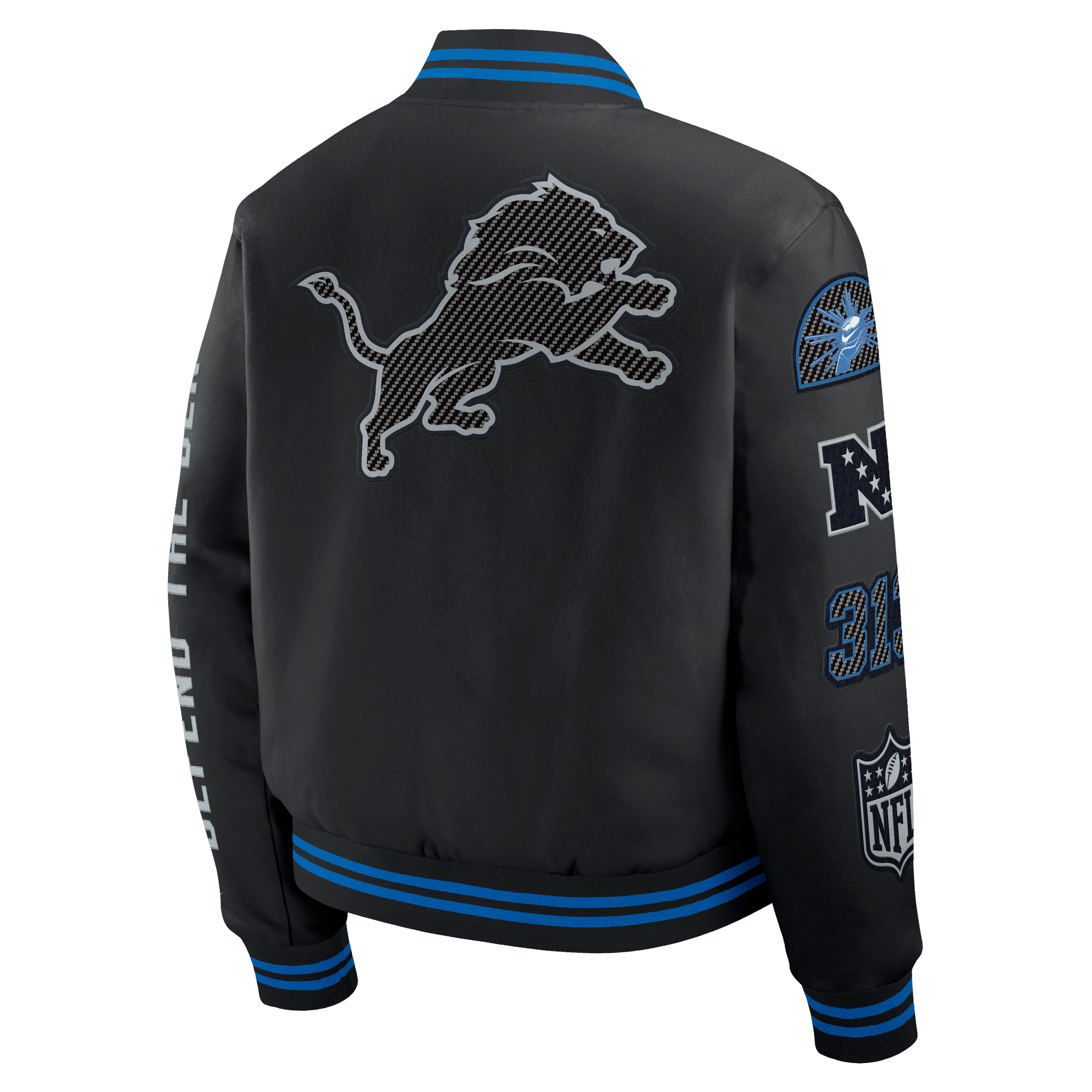 Men's Nike  Black Detroit Lions 2026 Rivalries Collection Varsity Jacket