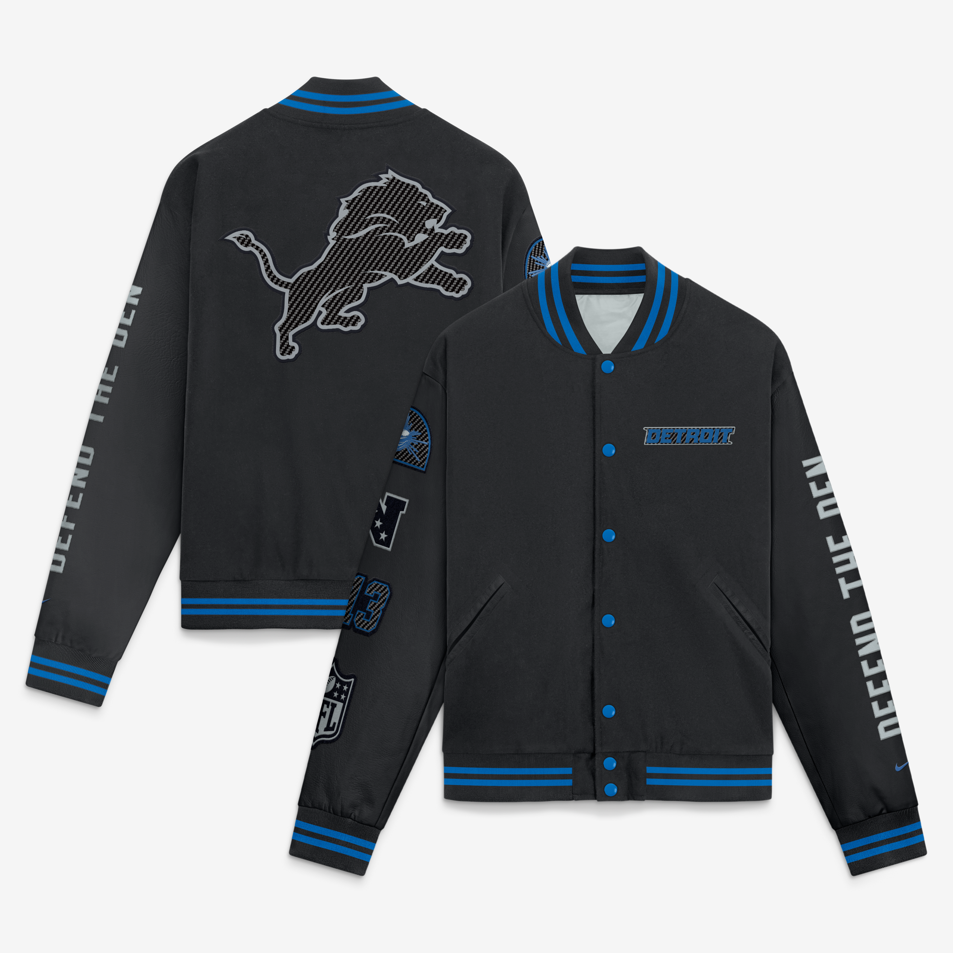 Men's Nike  Black Detroit Lions 2026 Rivalries Collection Varsity Jacket