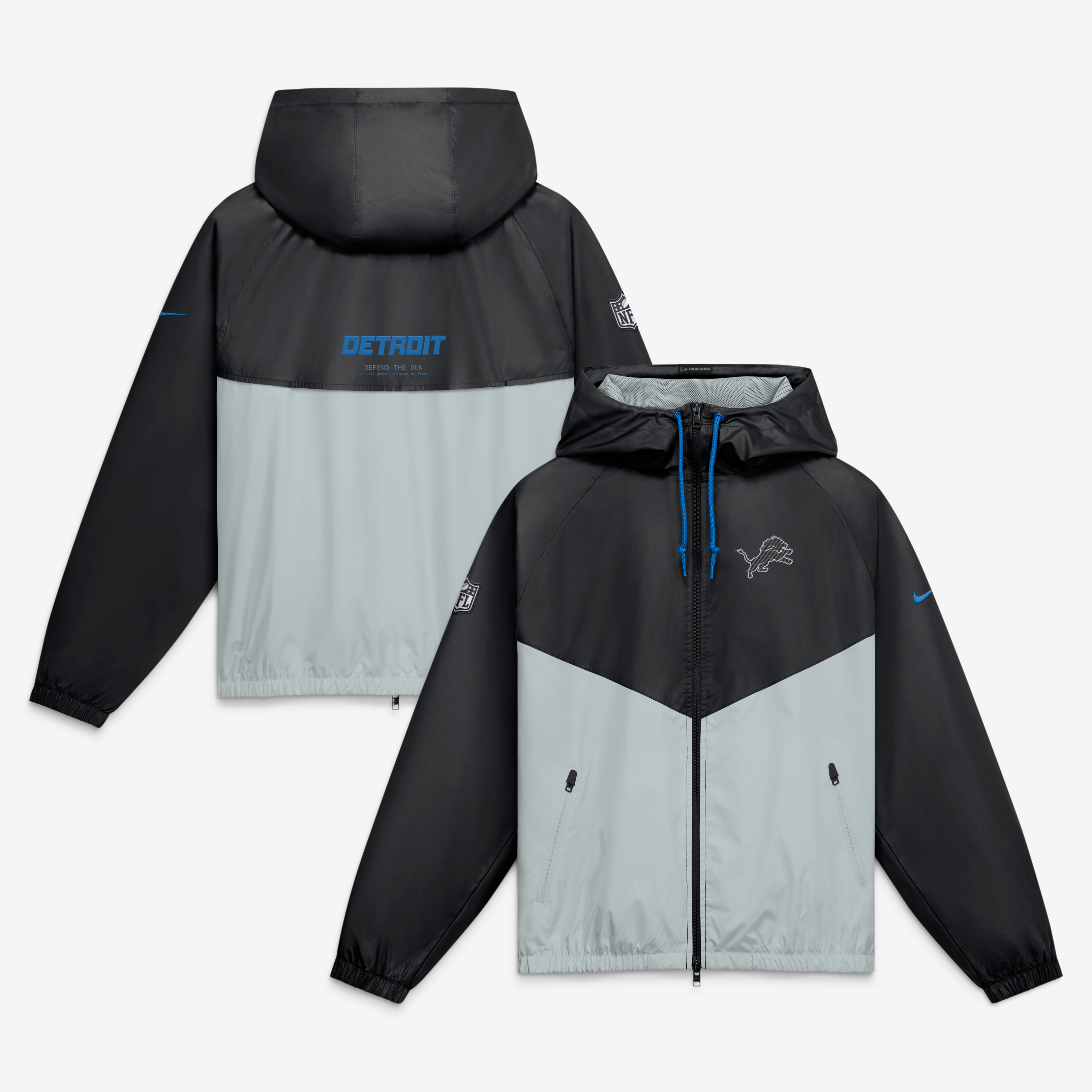 Veste coupe-vent zippée Nike Detroit Lions 2026 Rivalries Collection pour homme